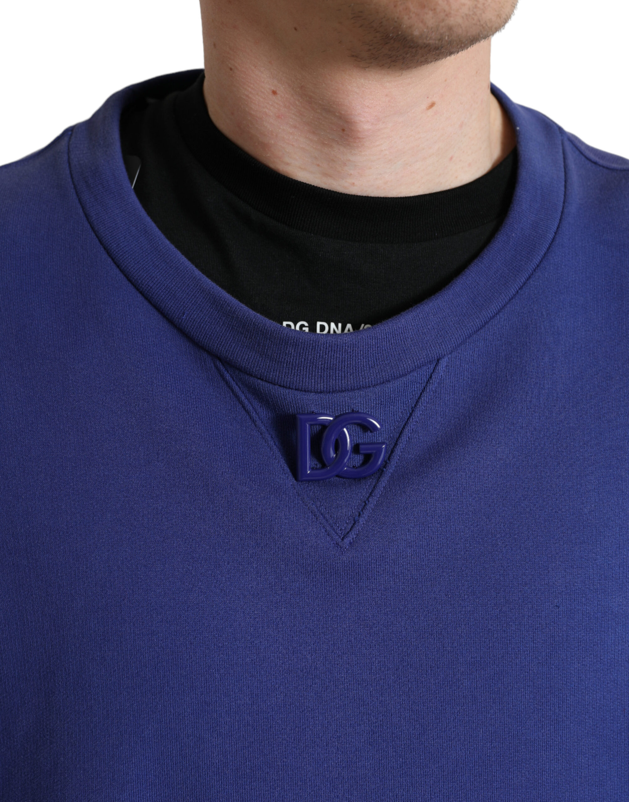 Dolce & Gabbana Royal Blue Cotton Crewneck Pullover Sweater - Image 4