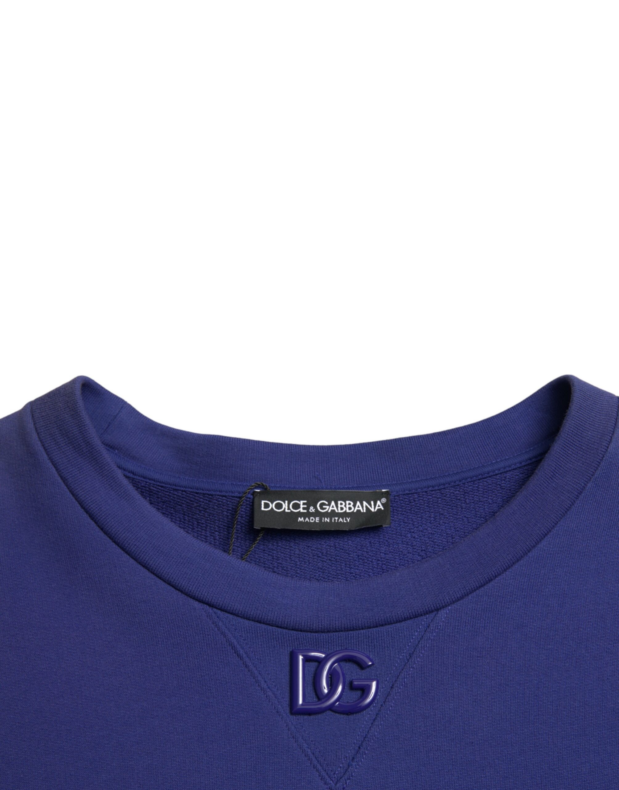 Dolce & Gabbana Royal Blue Cotton Crewneck Pullover Sweater - Image 6