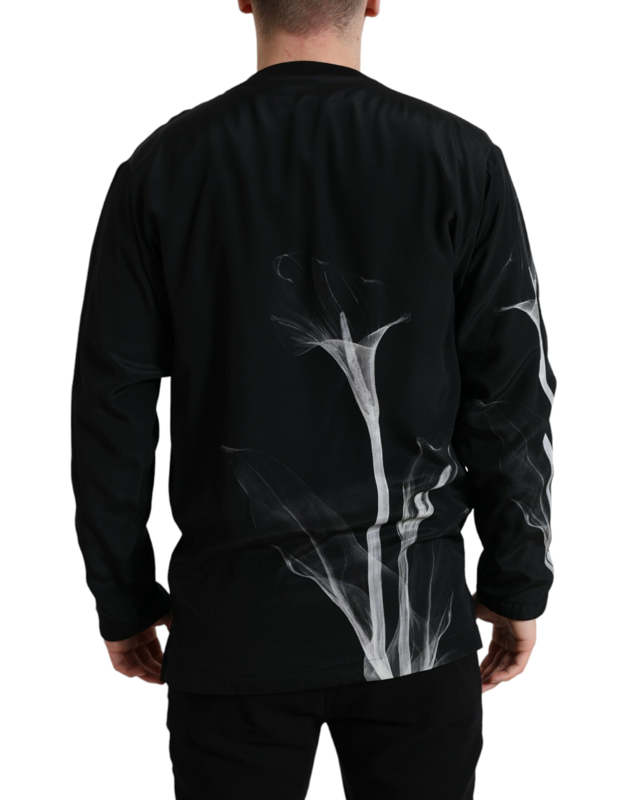 Dolce & Gabbana Black Floral Print Crewneck Pullover Sweater - Image 3