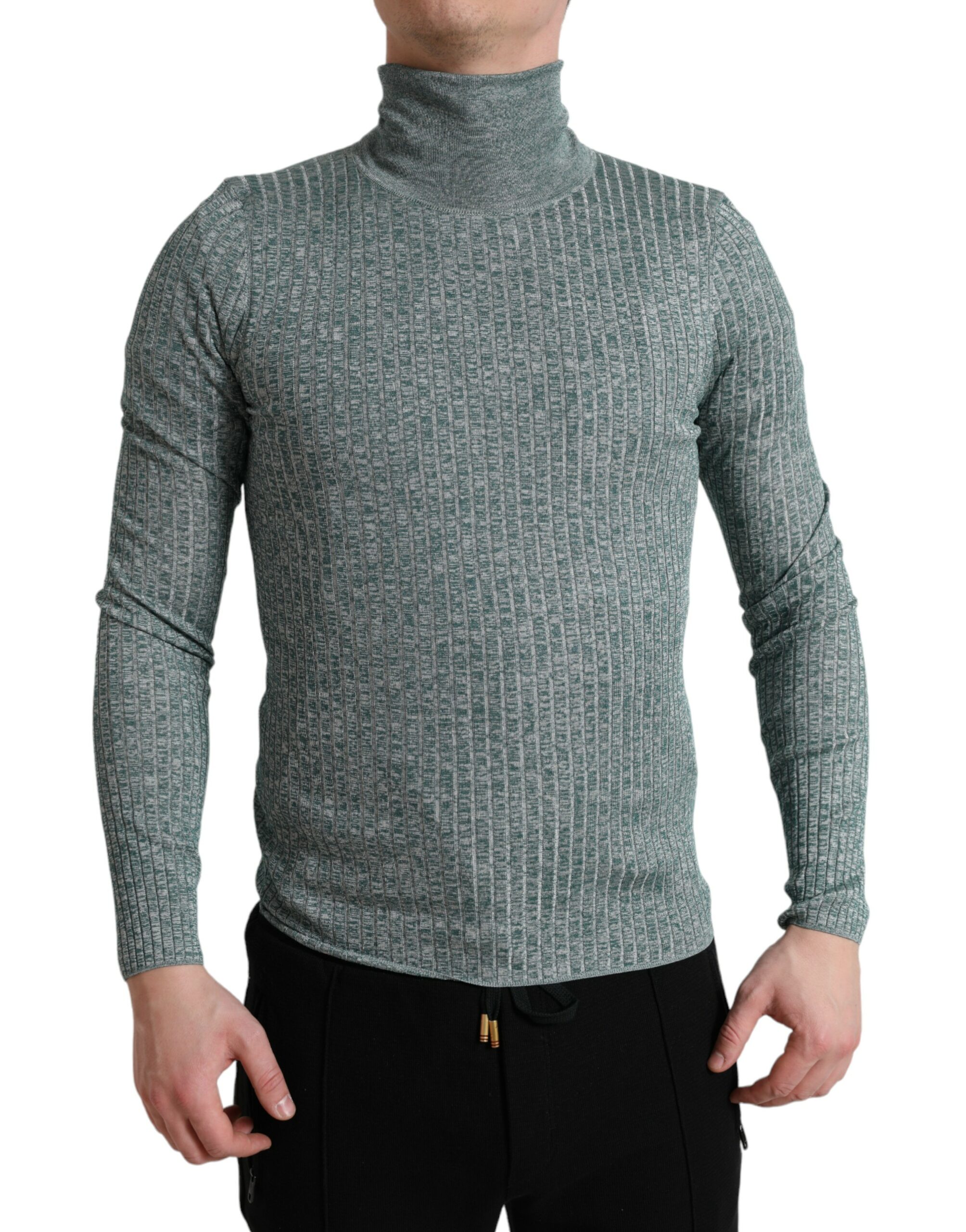 Dolce & Gabbana Green Polyester Turtleneck Pullover Sweater - Image 2