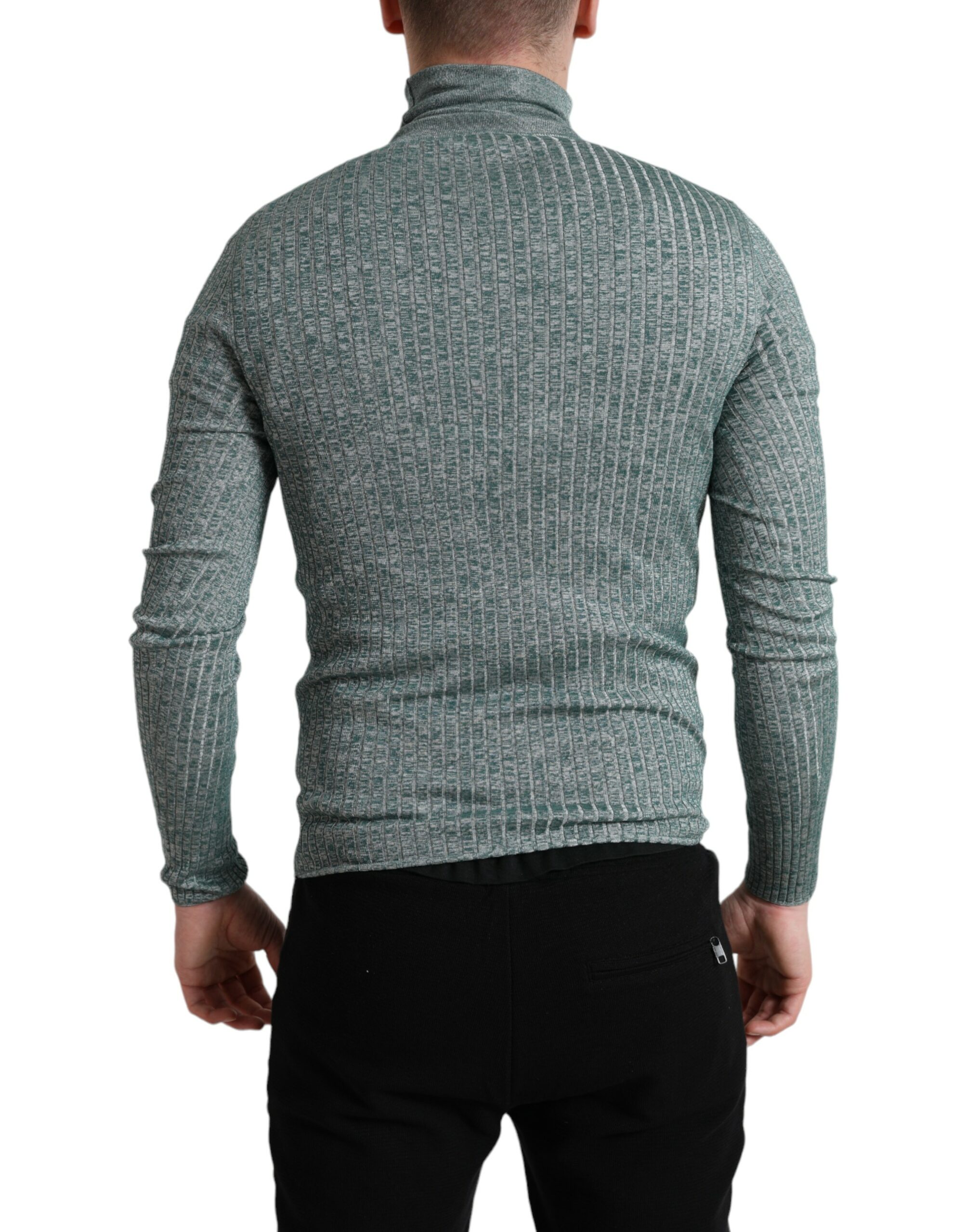 Dolce & Gabbana Green Polyester Turtleneck Pullover Sweater - Image 3