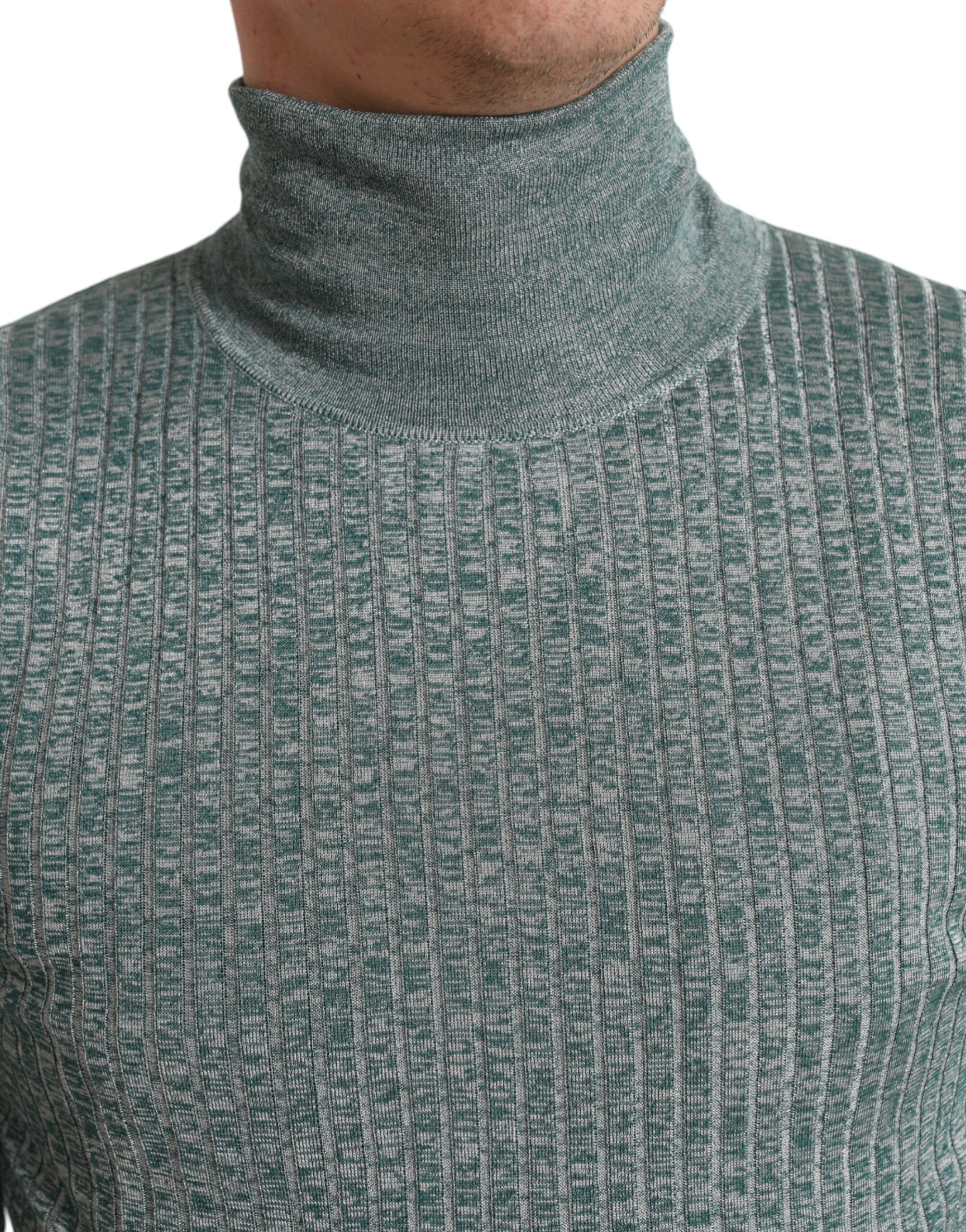 Dolce & Gabbana Green Polyester Turtleneck Pullover Sweater - Image 4
