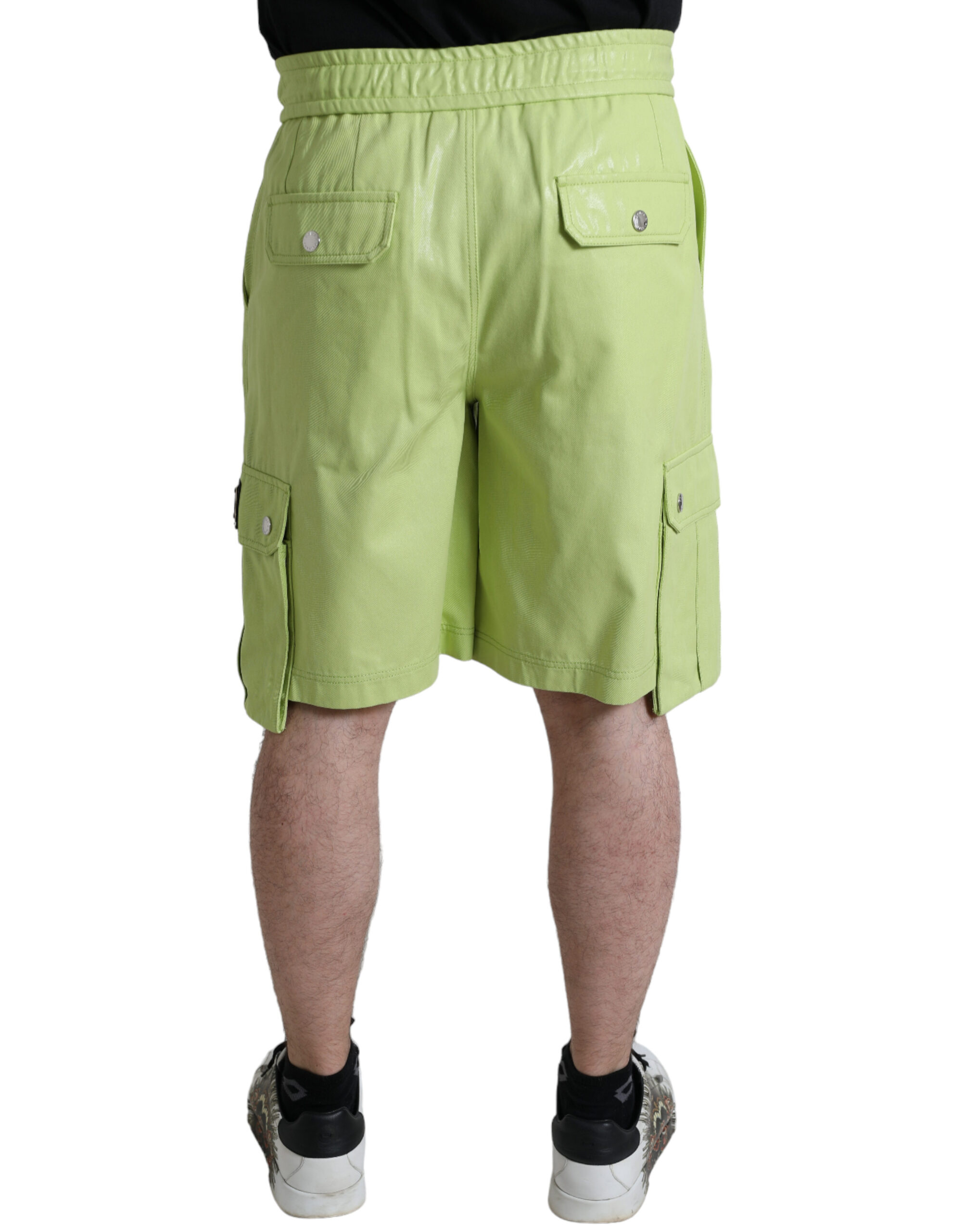 Dolce & Gabbana Light Green Cotton Men Cargo Bermuda Shorts - Image 2
