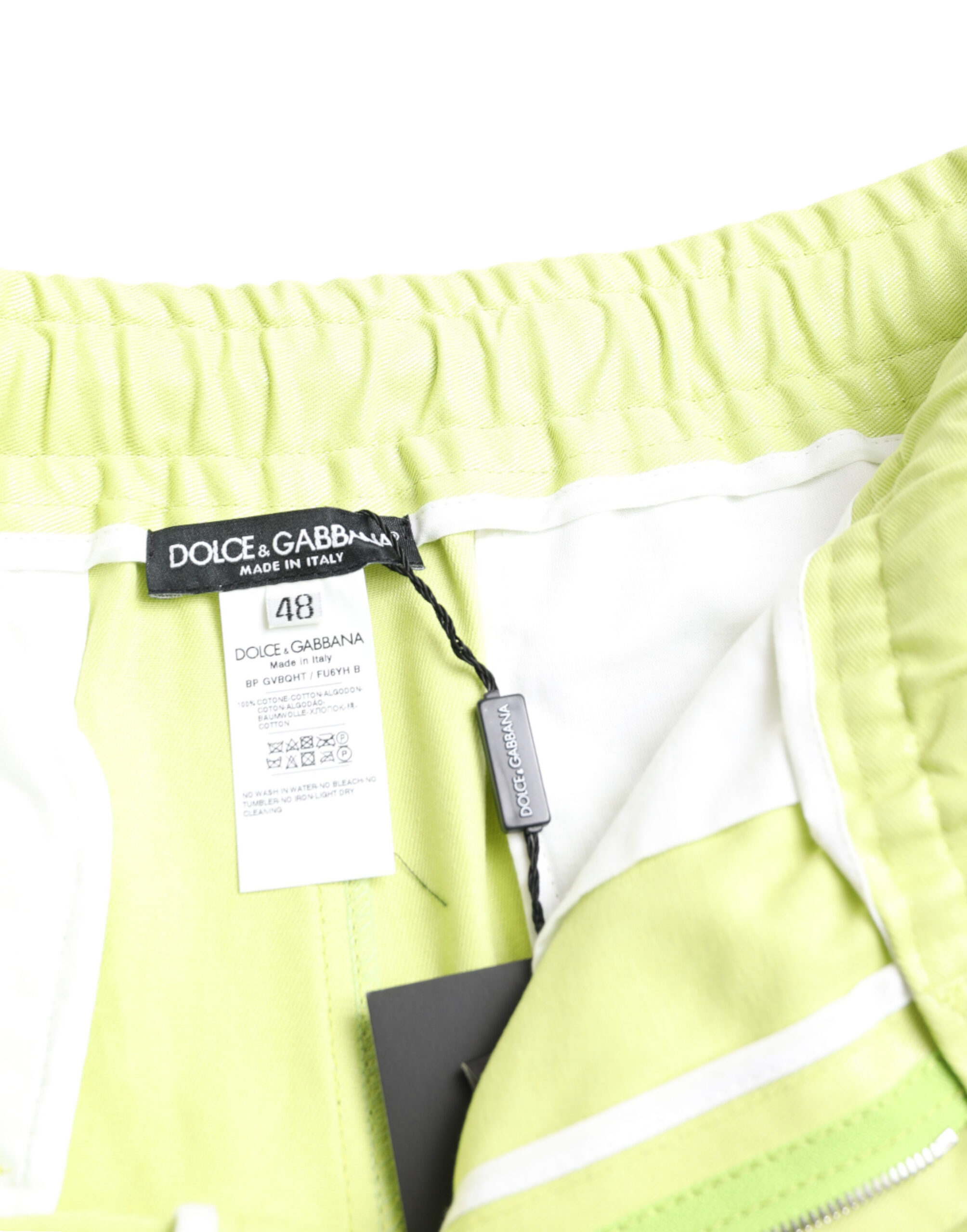 Dolce & Gabbana Light Green Cotton Men Cargo Bermuda Shorts - Image 6
