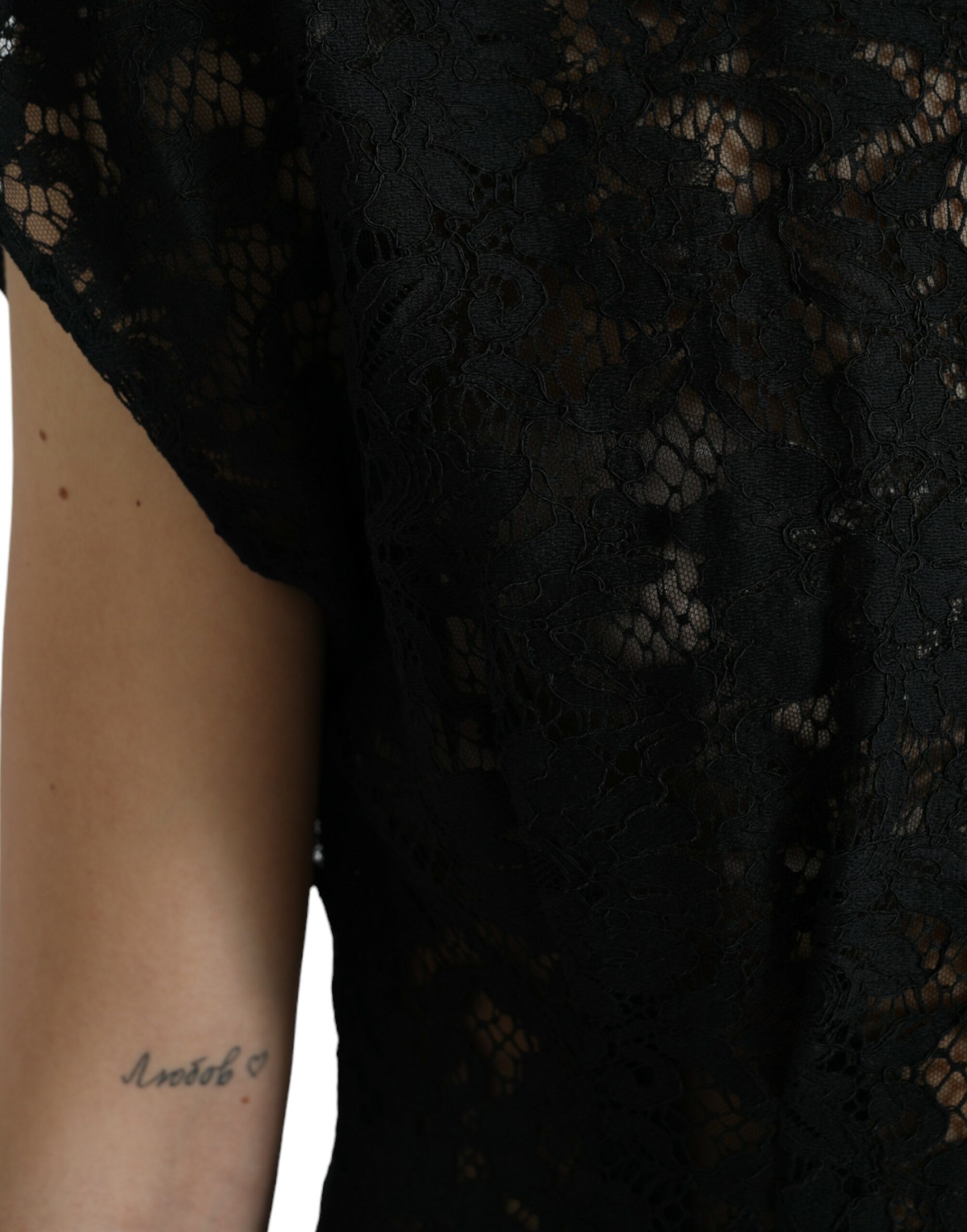 Dolce & Gabbana Black Floral Lace Cotton A-line Mini Dress - Image 5