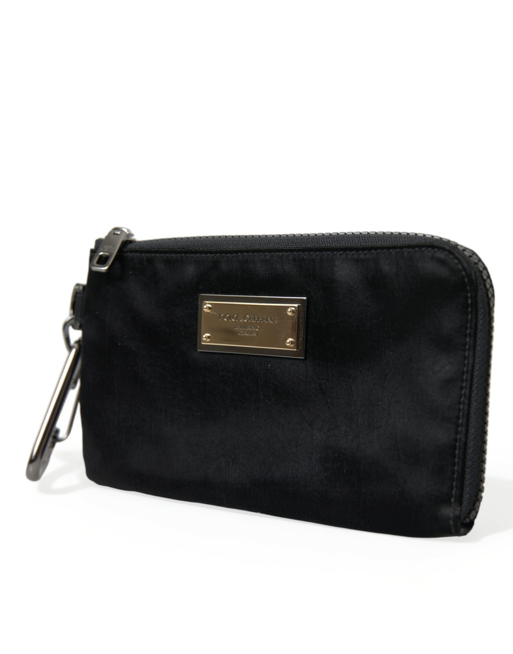 Dolce & Gabbana Black Nylon Logo Plaque Keyring Pouch Clutch Bags - Image 2