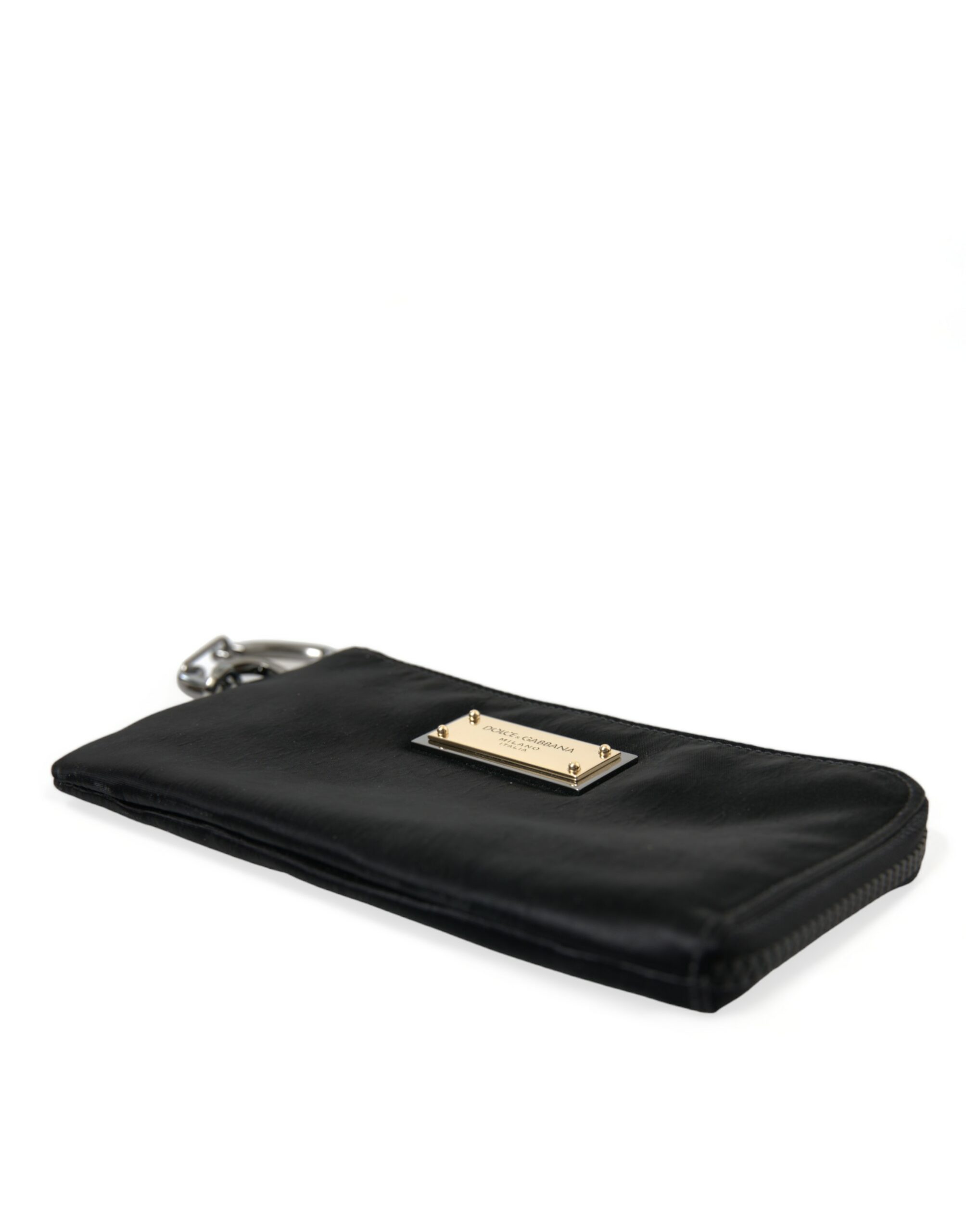 Dolce & Gabbana Black Nylon Logo Plaque Keyring Pouch Clutch Bags - Image 4