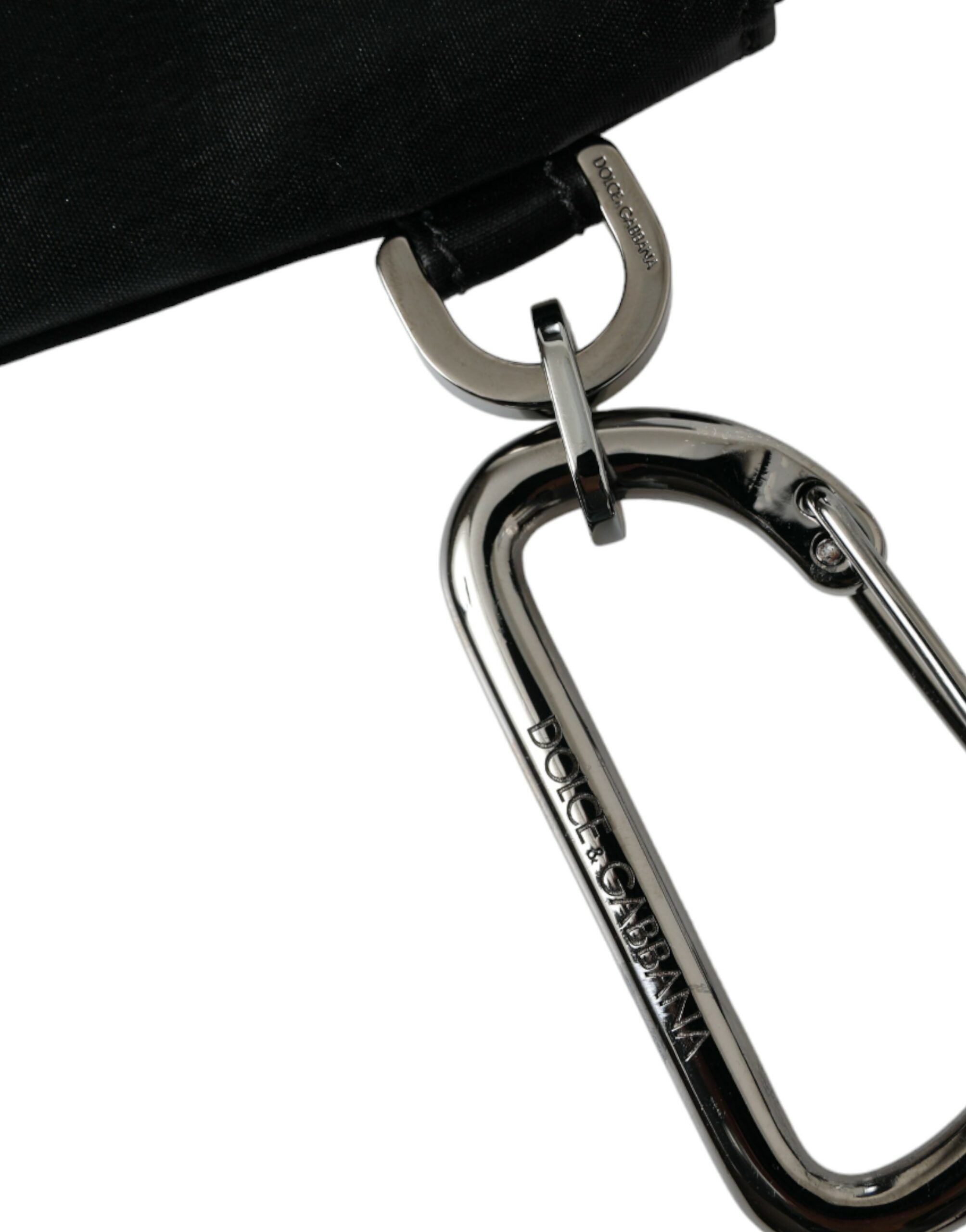 Dolce & Gabbana Black Nylon Logo Plaque Keyring Pouch Clutch Bags - Image 6