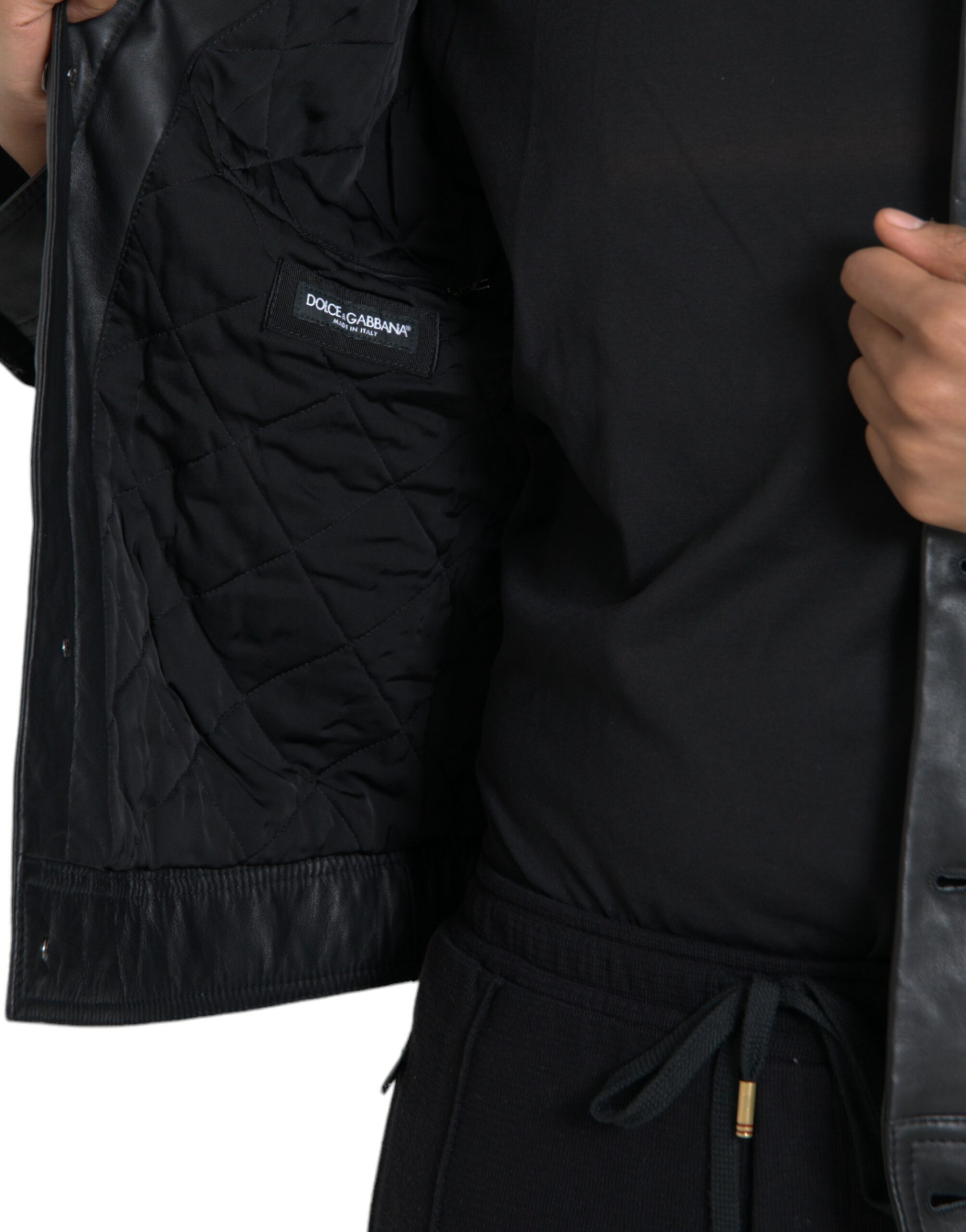 Dolce & Gabbana Black Leather Fur Collar Biker Coat Jacket - Image 6