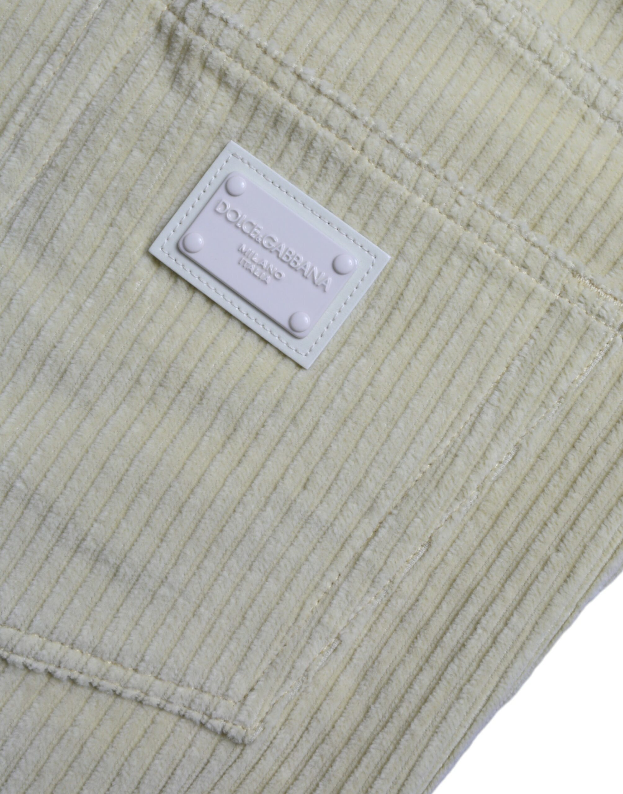 Dolce & Gabbana Yellow Corduroy Logo Plaque Skinny Denim Jeans - Image 7