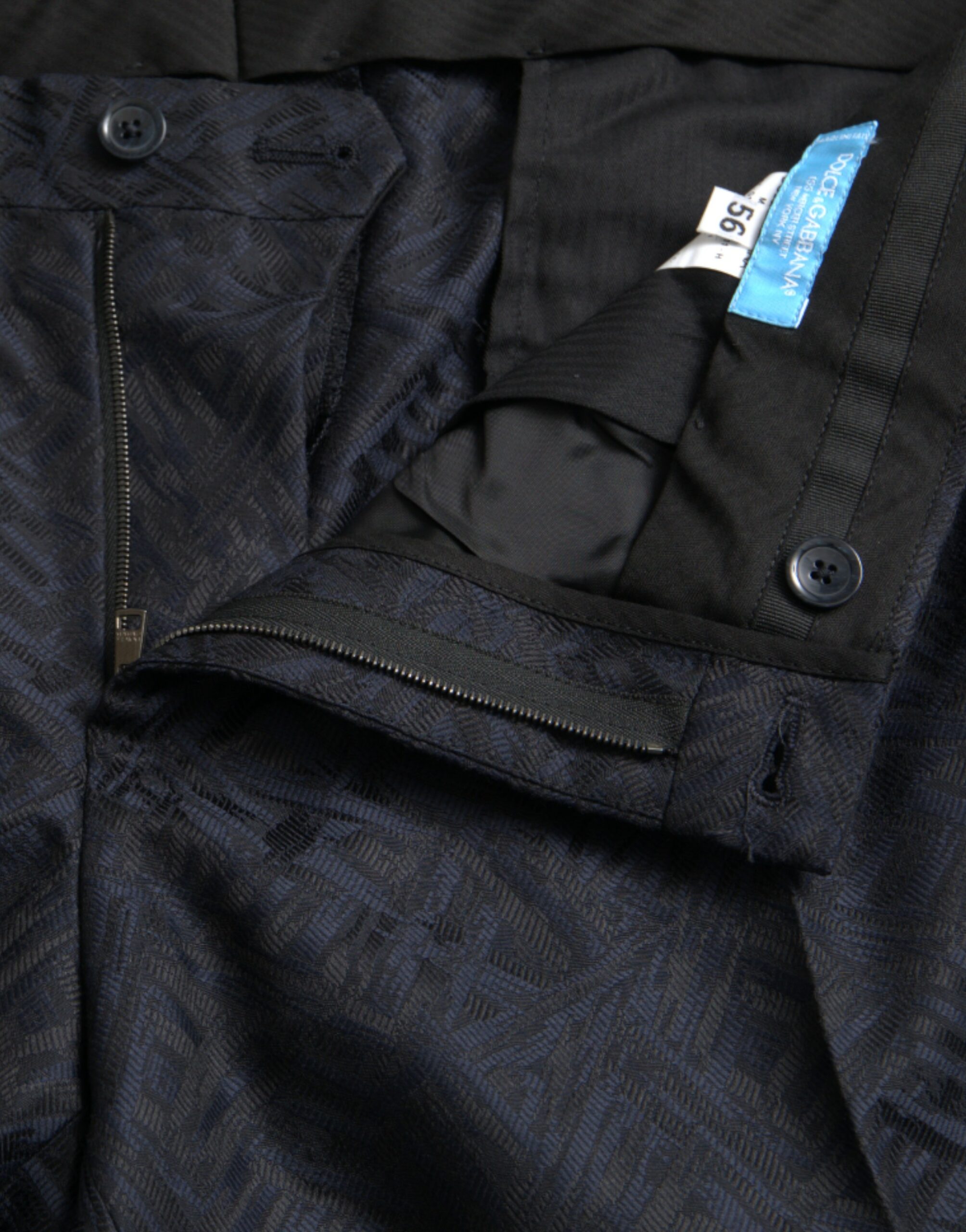 Dolce & Gabbana Blue Brocade Wool Skinny Men Dress Pants - Image 5