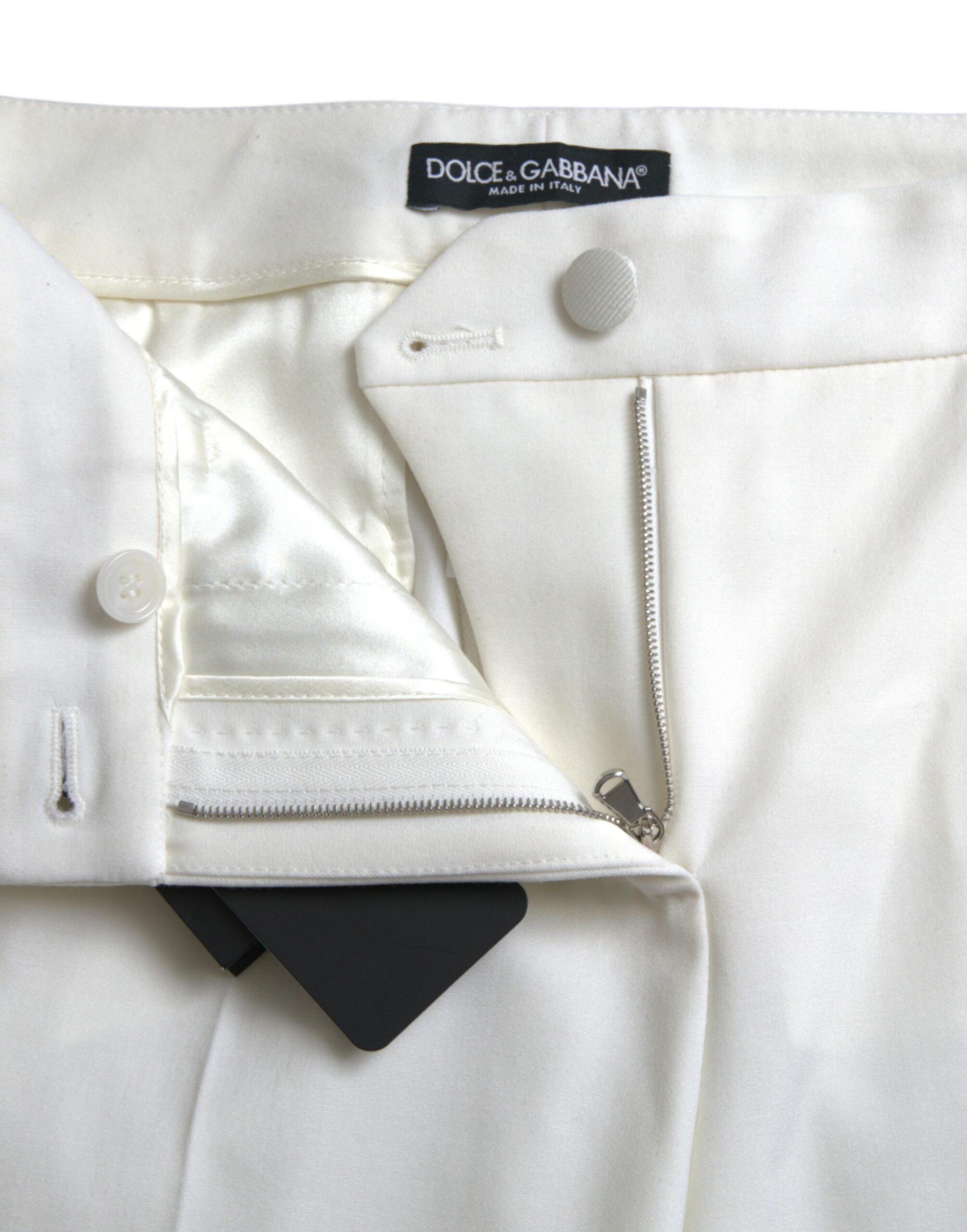 Dolce & Gabbana White Wool Mid Waist Tapered Pants - Image 5