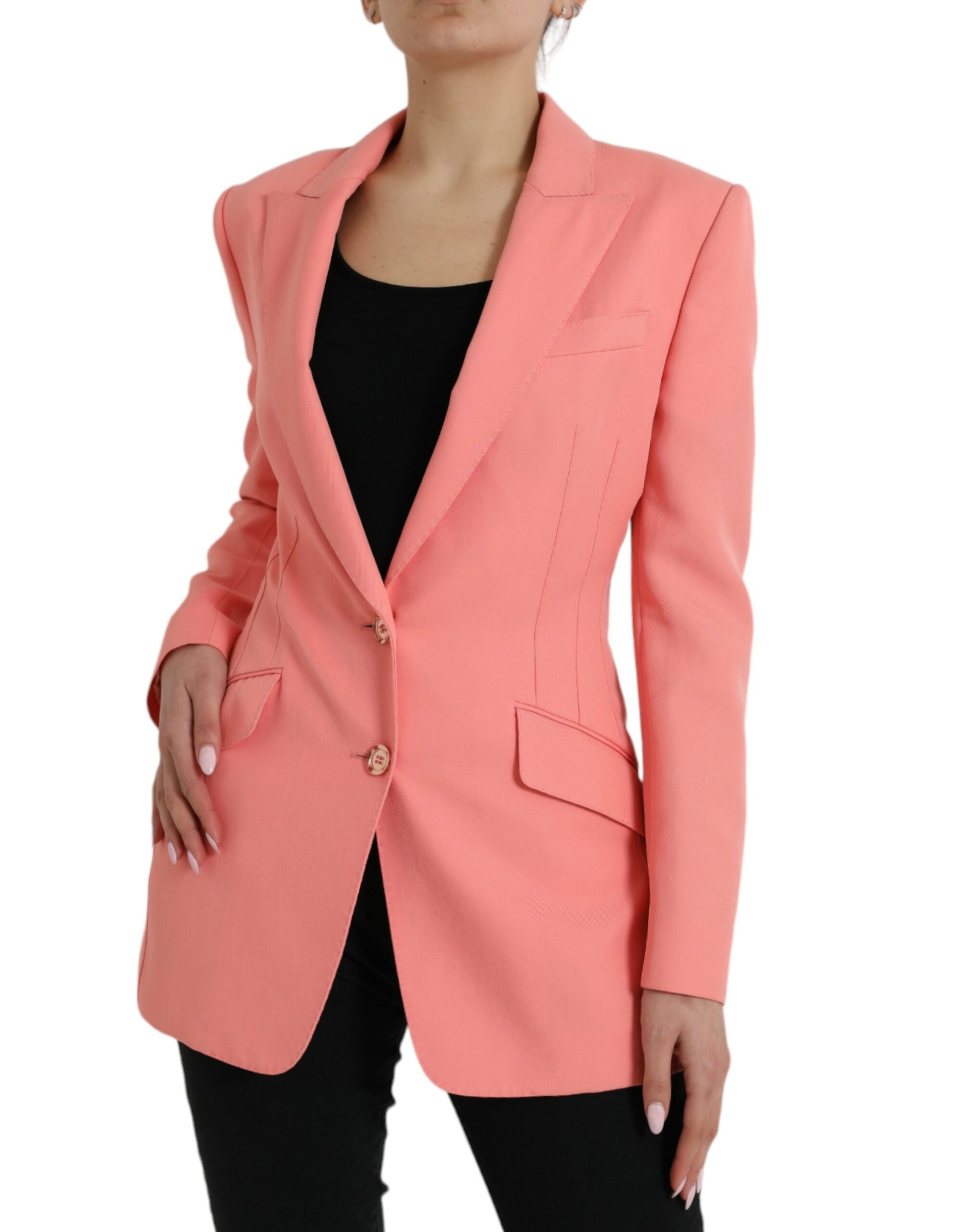 Dolce & Gabbana Pink Polyester Single Breasted Blazer Jacket - Image 2