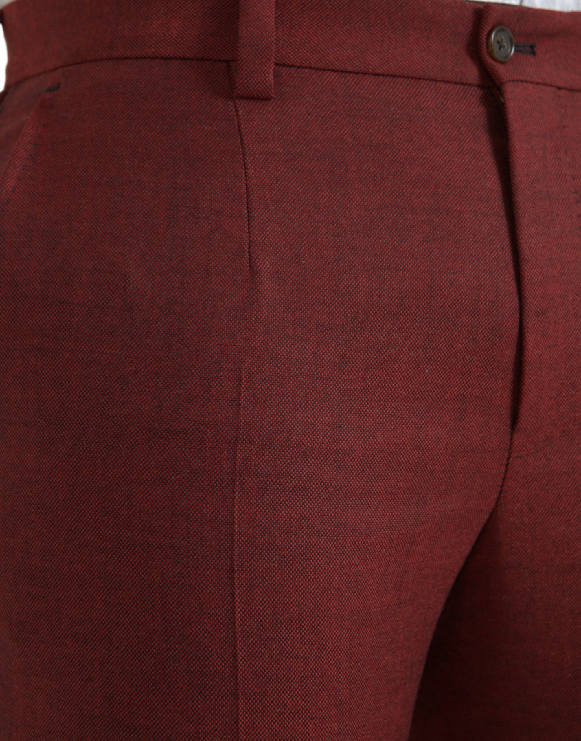Dolce & Gabbana Maroon Wool Men Skinny Dress Pants - Image 4