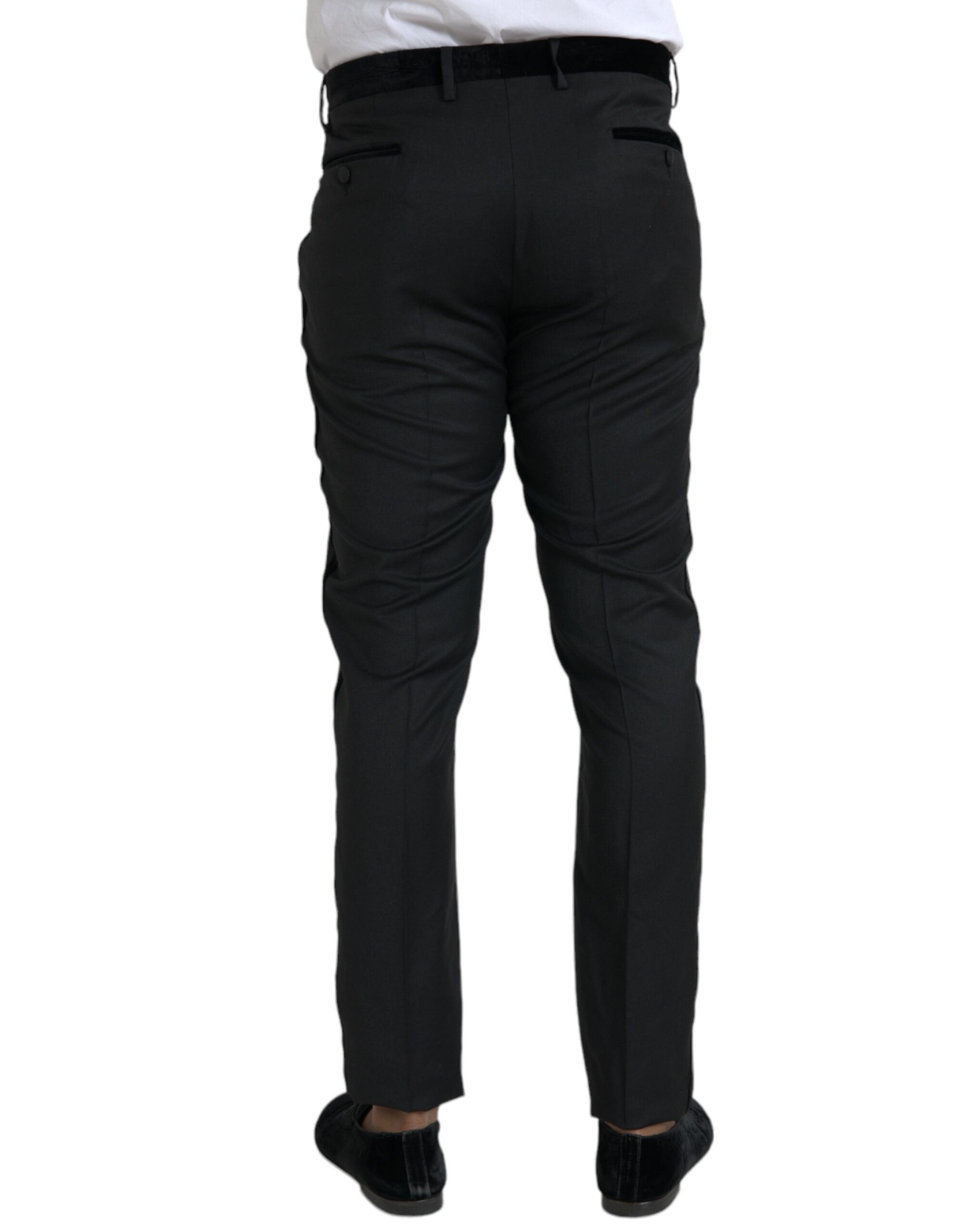 Dolce & Gabbana Black Silk Men Skinny Dress Pants - Image 3