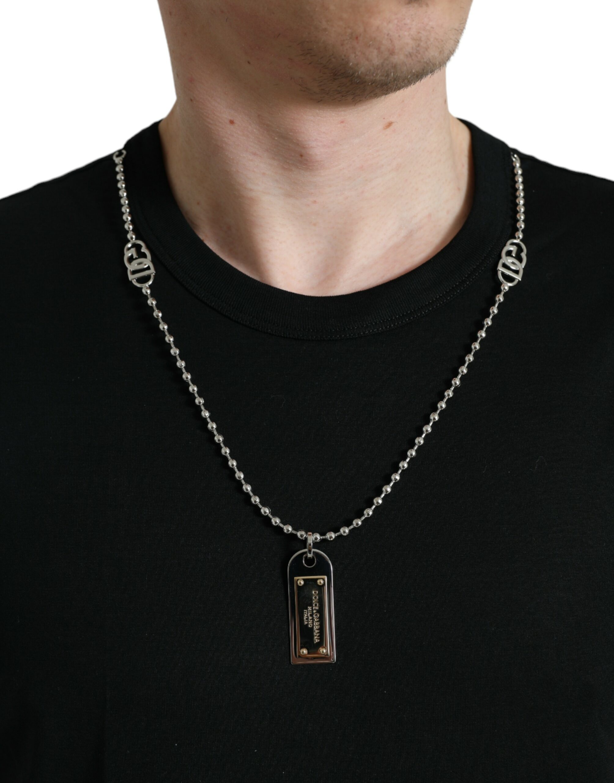 Dolce & Gabbana Black Cotton Dog Tag Round Neck T-shirt - Image 4