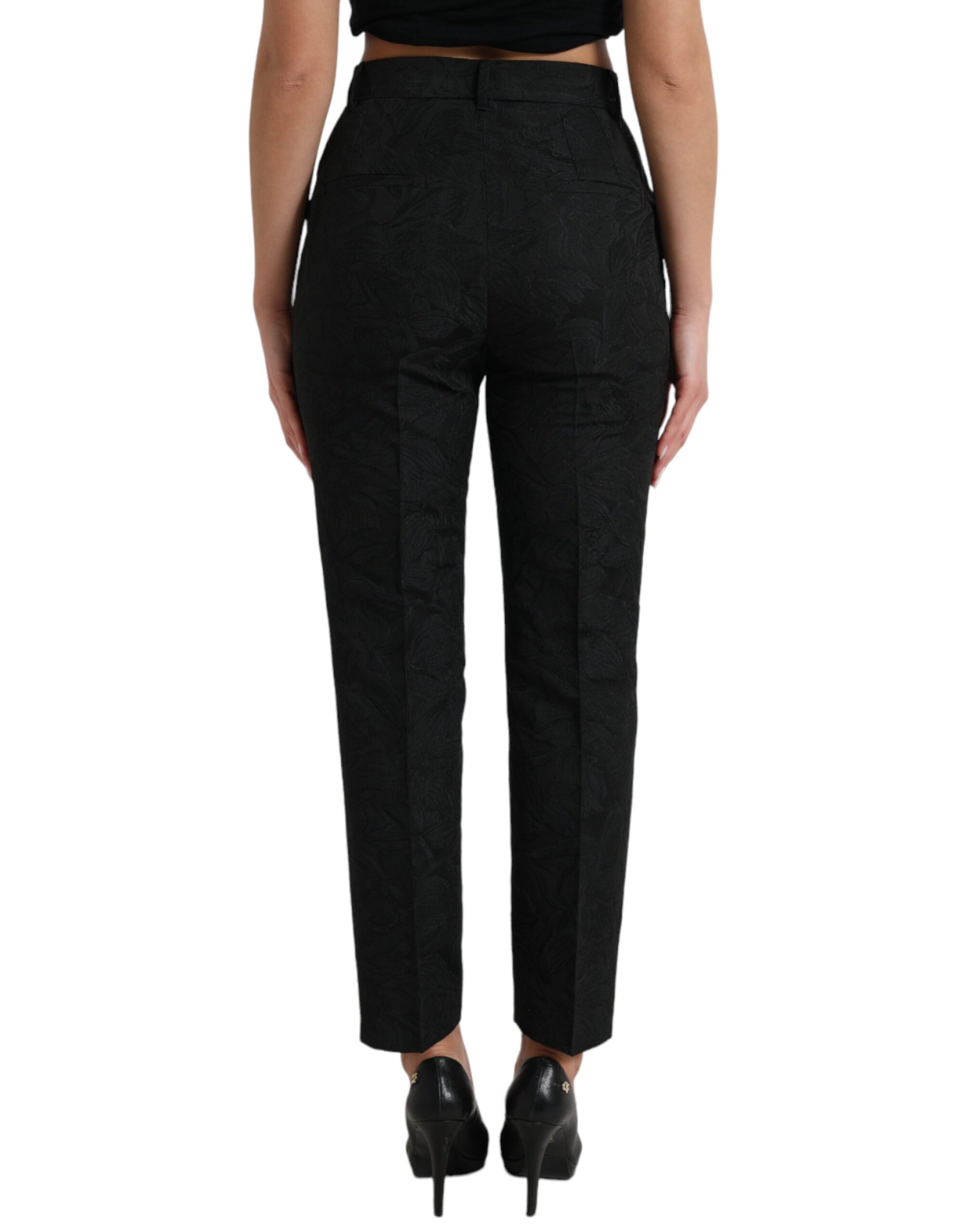 Dolce & Gabbana Black Polyester High Waist Tapered Pants - Image 3