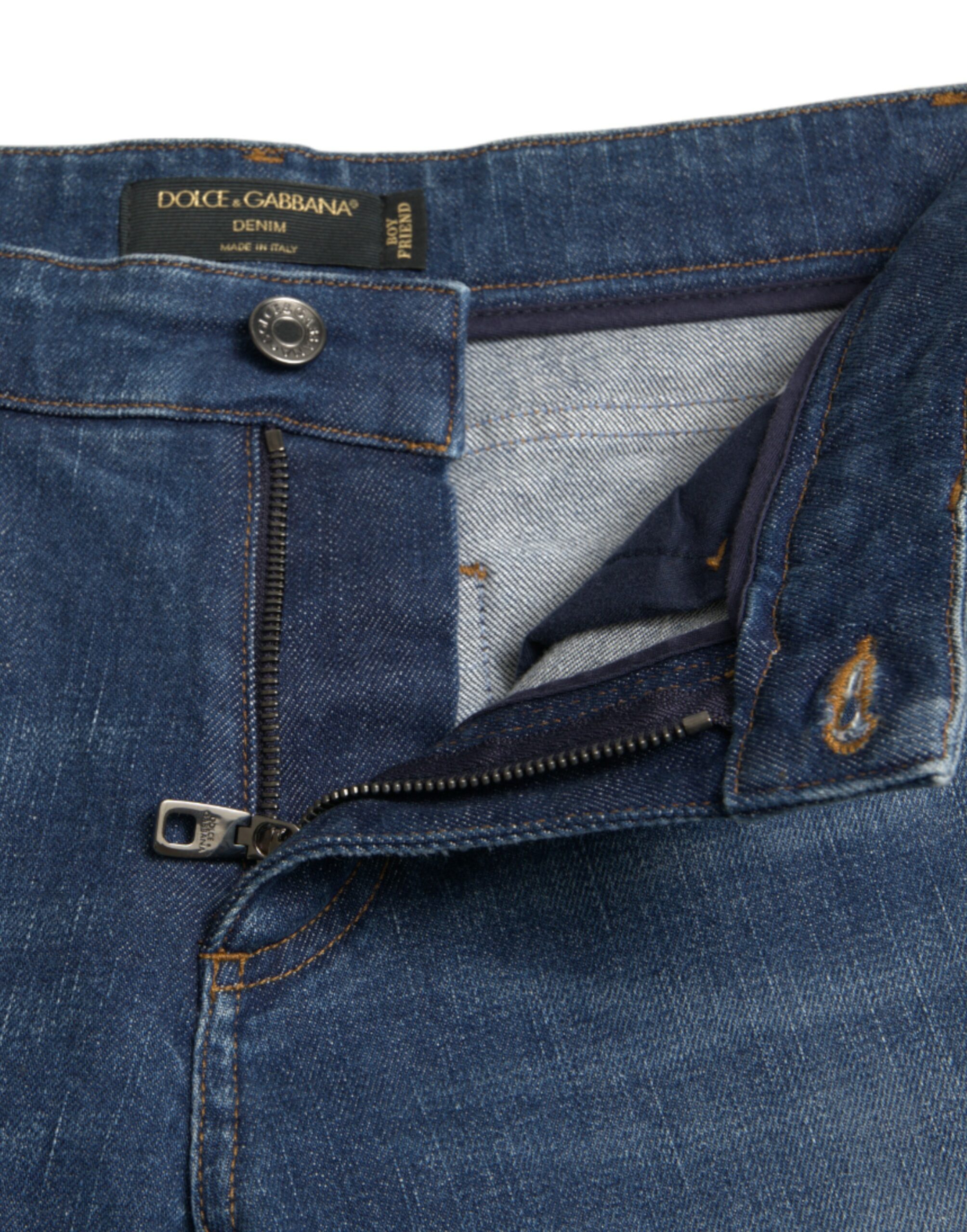 Dolce & Gabbana Blue BOYFRIEND Mid Waist Cotton Denim Jeans - Image 6