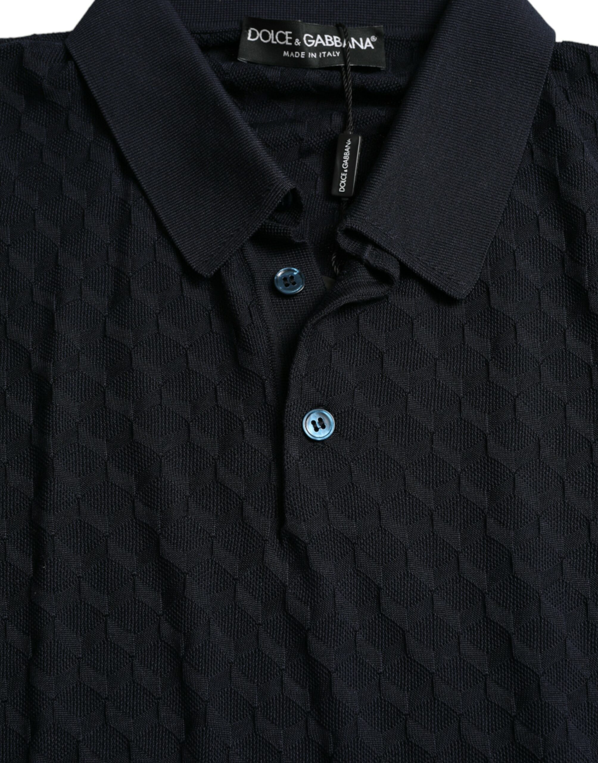 Dolce & Gabbana Dark Blue Collared Short Sleeve Polo T-shirt - Image 5