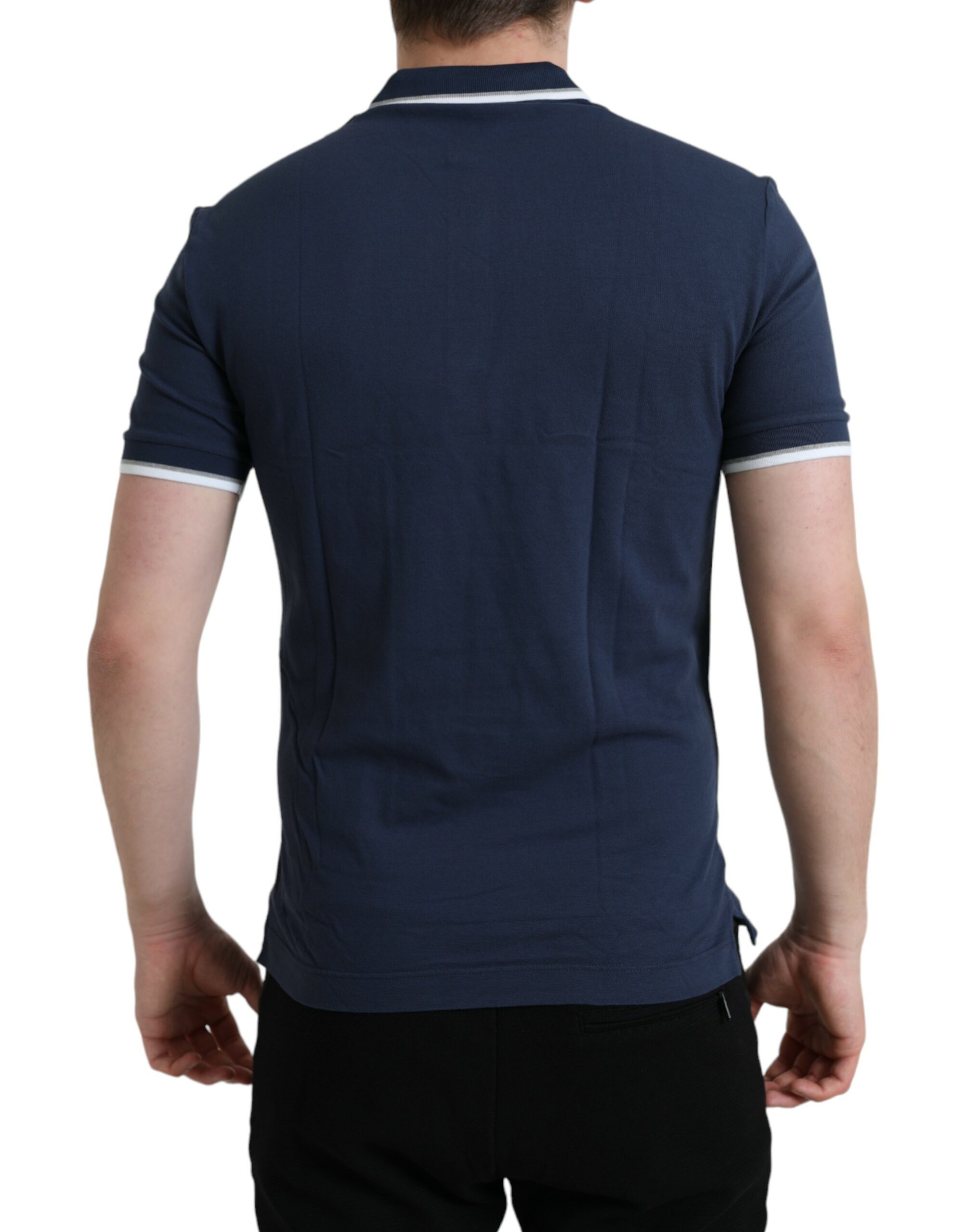 Dolce & Gabbana Blue Crown Patch Cotton Collared Men Polo T-shirt - Image 3