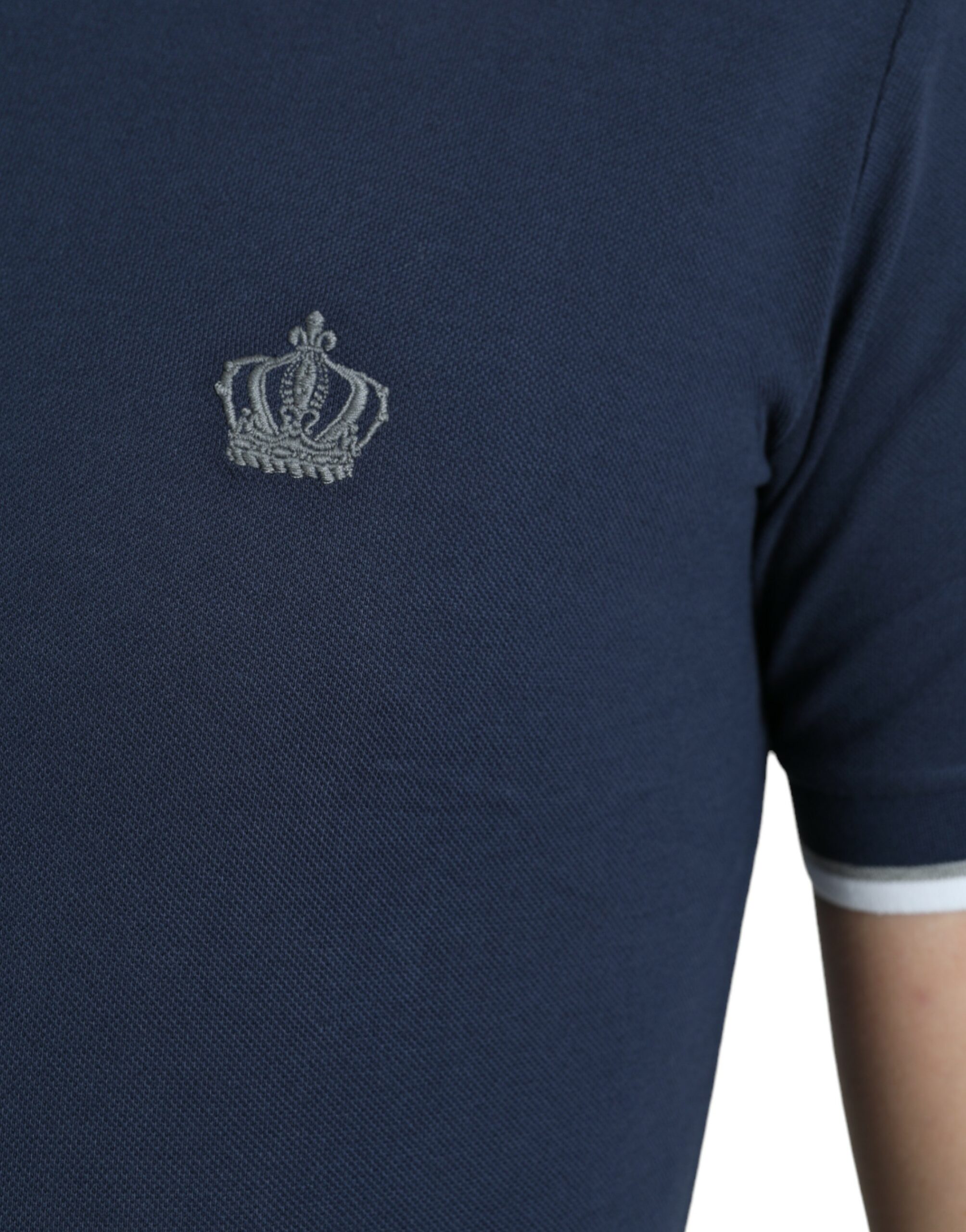 Dolce & Gabbana Blue Crown Patch Cotton Collared Men Polo T-shirt - Image 5