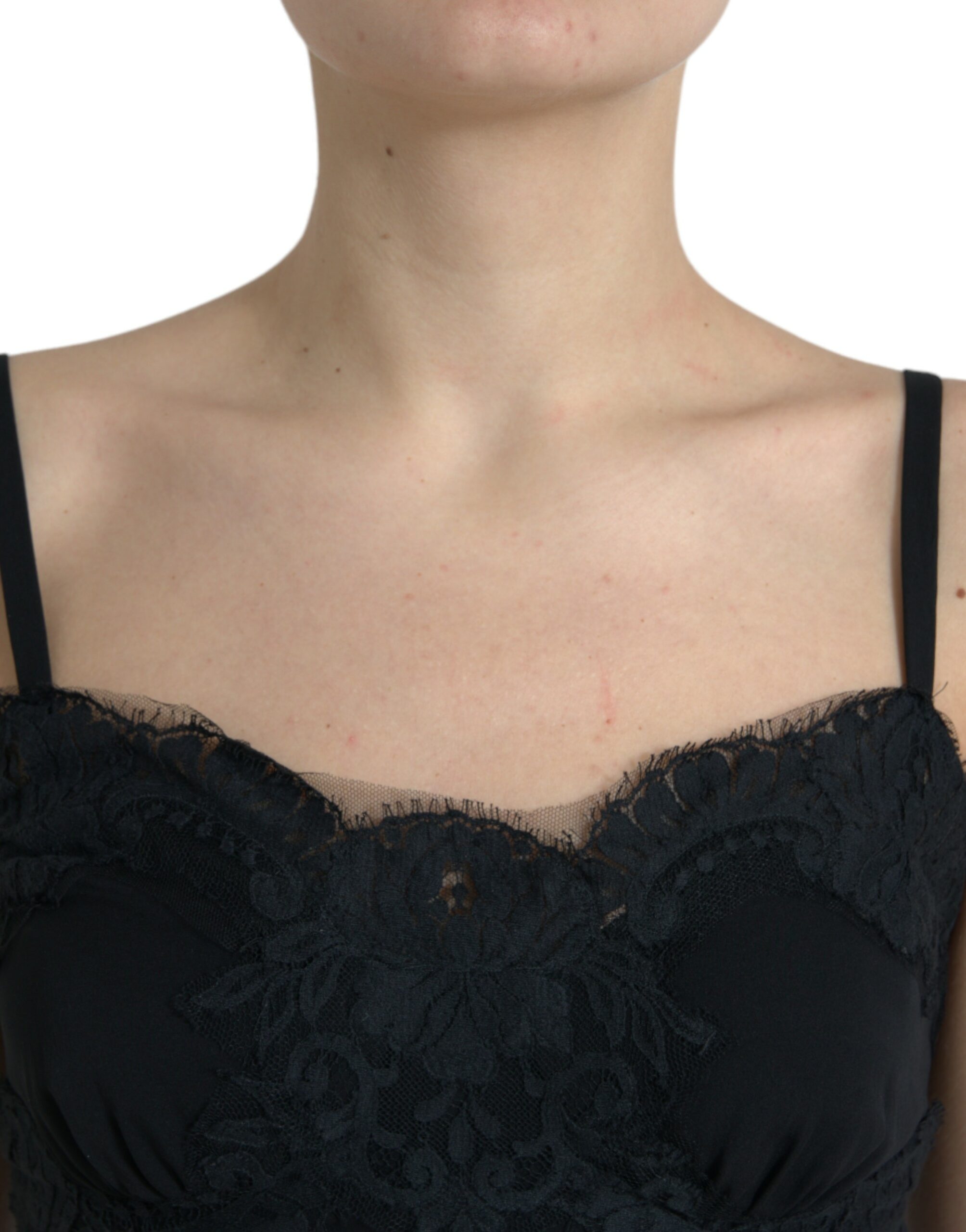 Dolce & Gabbana Black Silk Stretch Lace Sleeveless Tank Top - Image 4