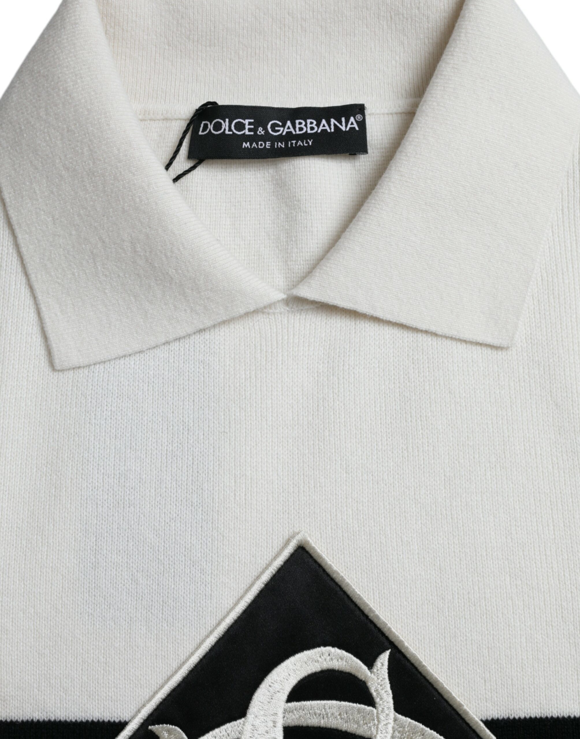 Dolce & Gabbana White DG Logo Collared Henley Shirt T-shirt - Image 6