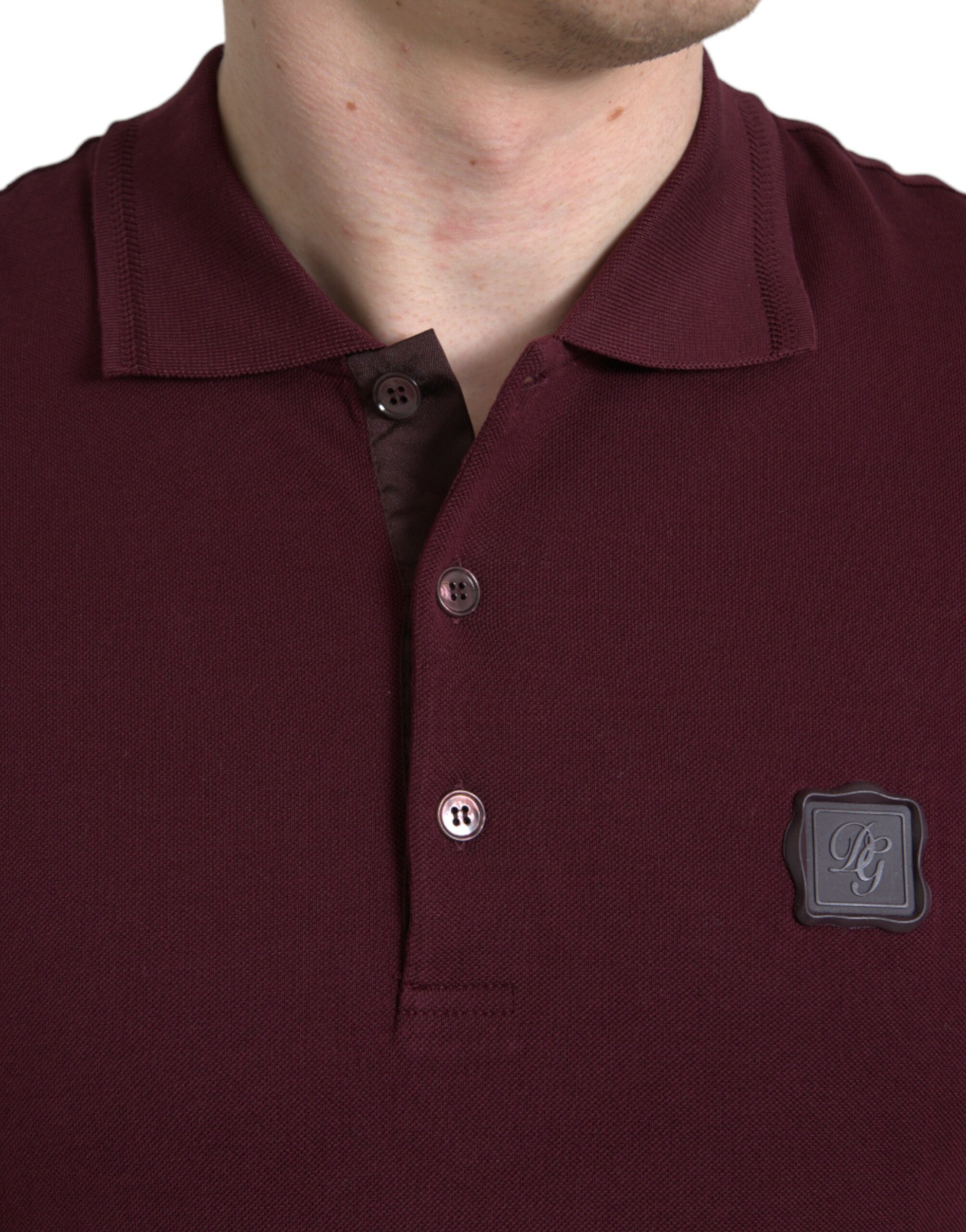 Dolce & Gabbana Maroon Collared Short Sleeves Polo T-shirt - Image 4