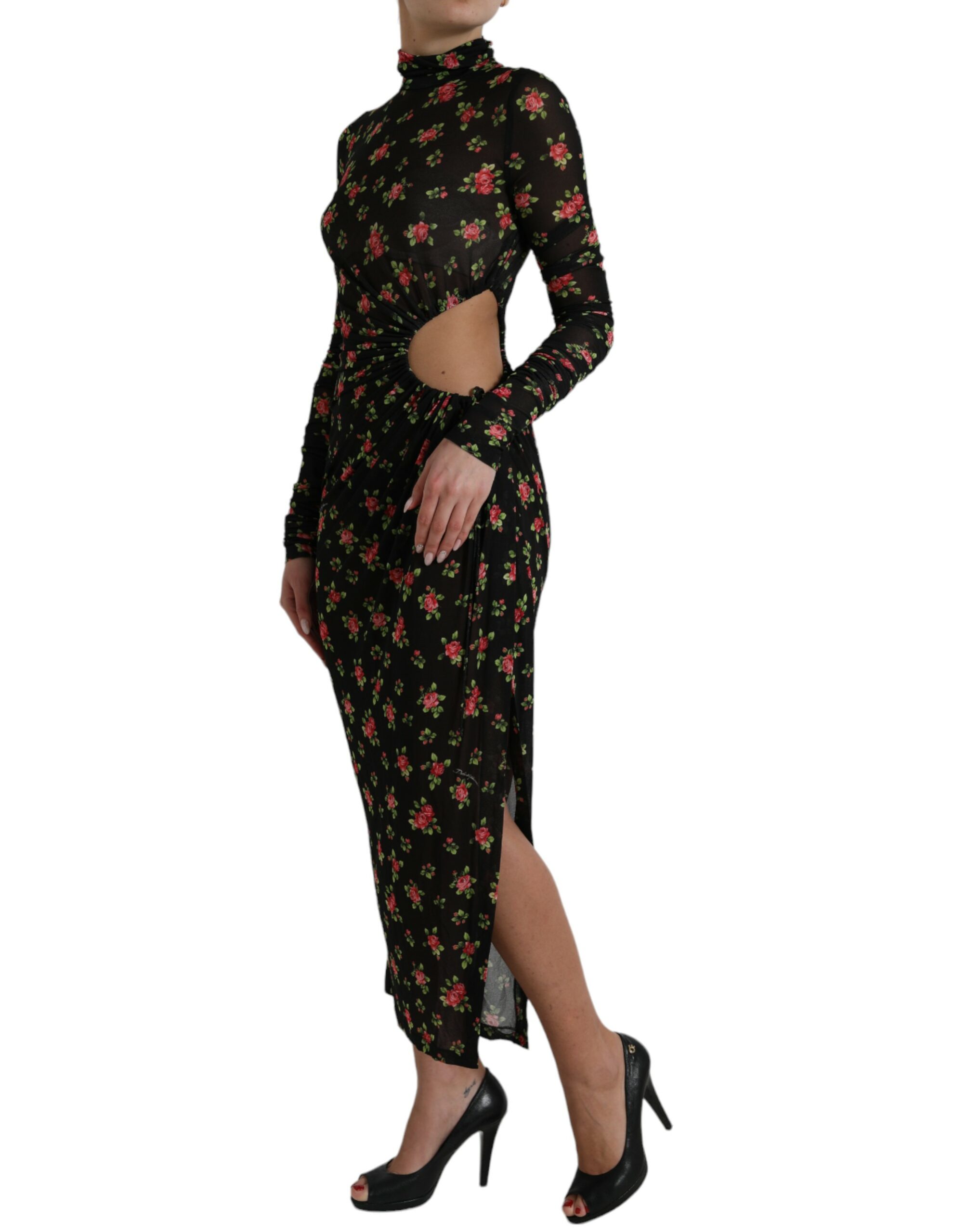 Dolce & Gabbana Black Floral Cut Out Sheath Long Maxi Dress - Image 2