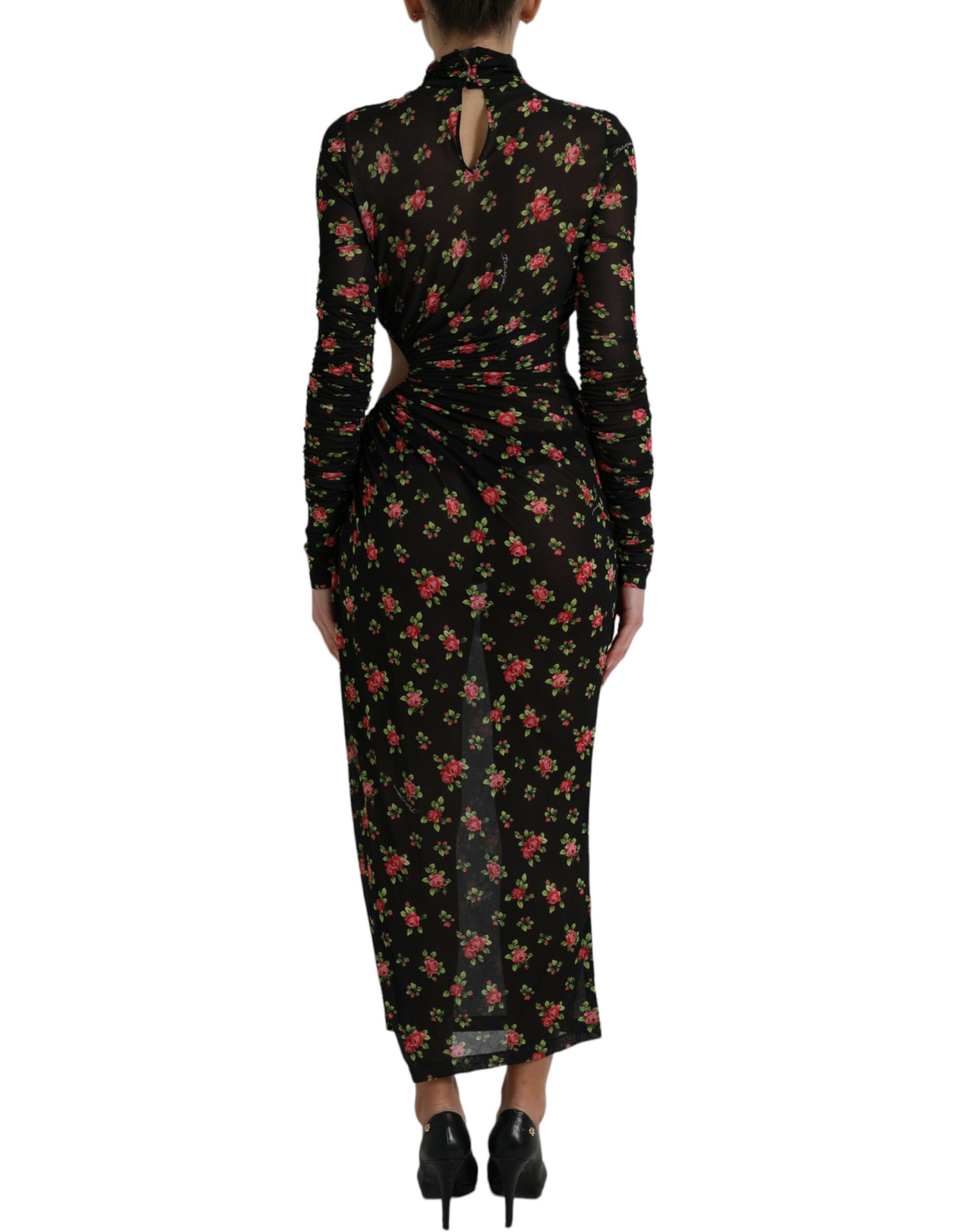 Dolce & Gabbana Black Floral Cut Out Sheath Long Maxi Dress - Image 3