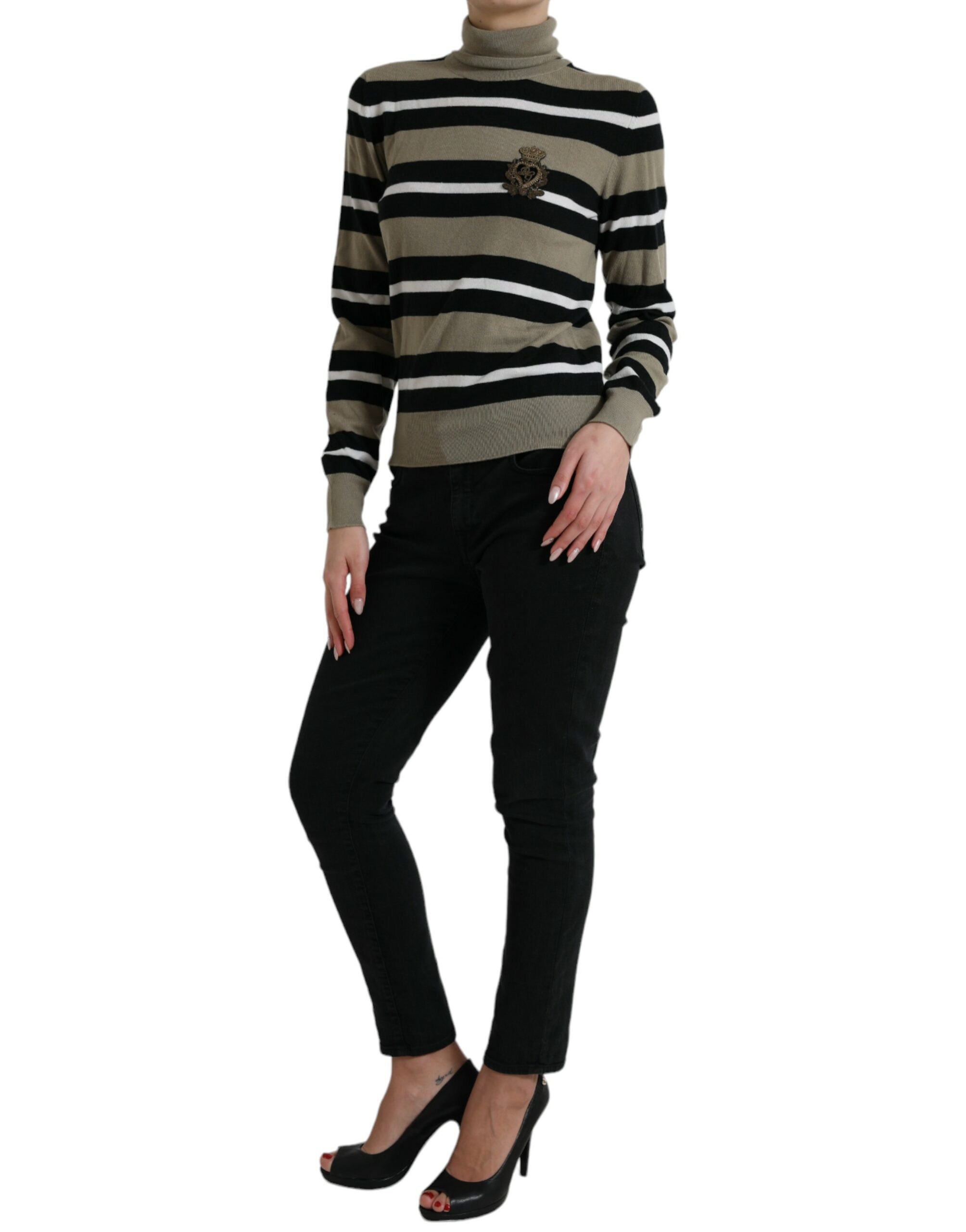 Dolce & Gabbana Multicolor Stripe Wool Logo Pullover Sweater - Image 2