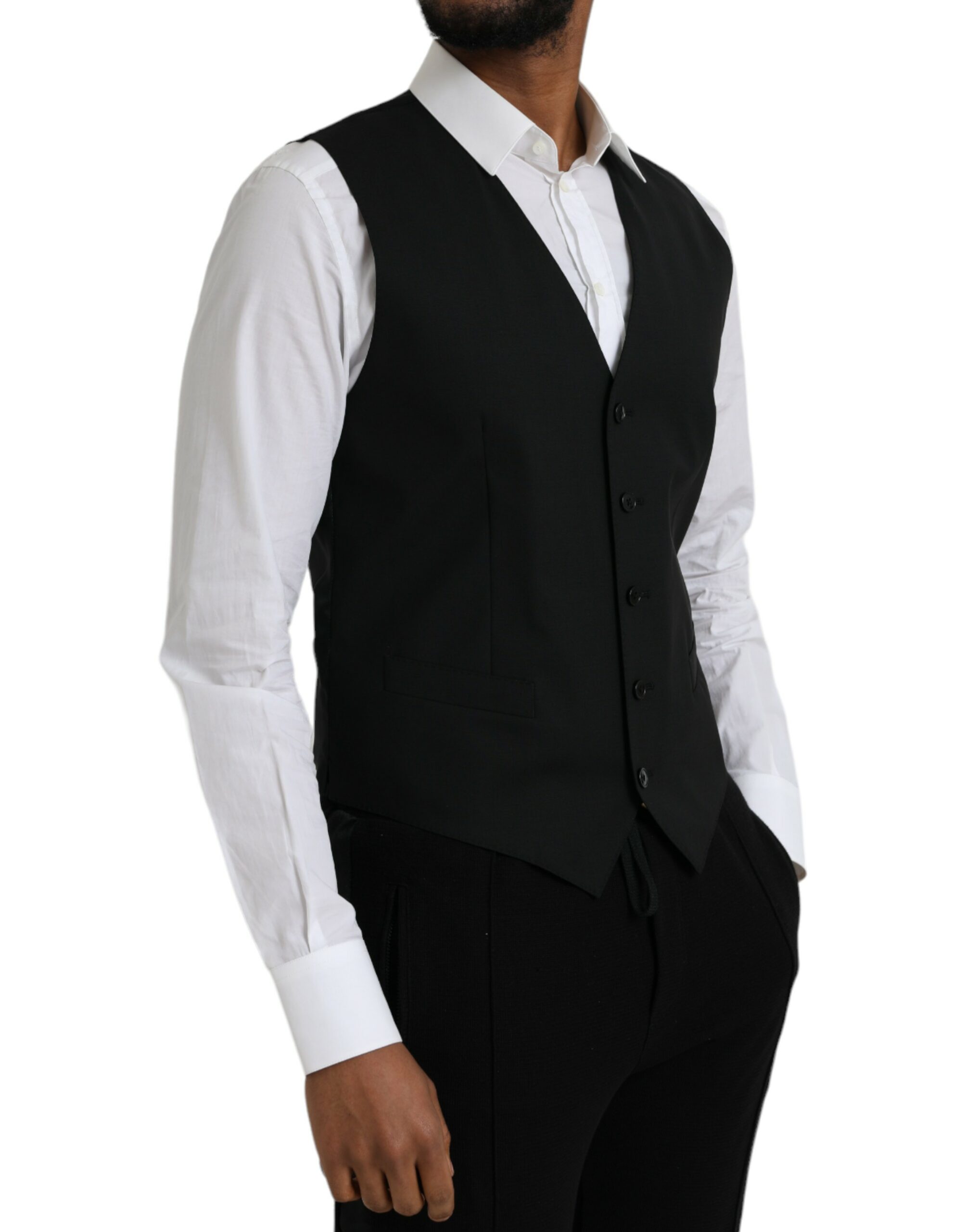 Dolce & Gabbana Black Wool Formal Dress Waistcoat Vest - Image 2