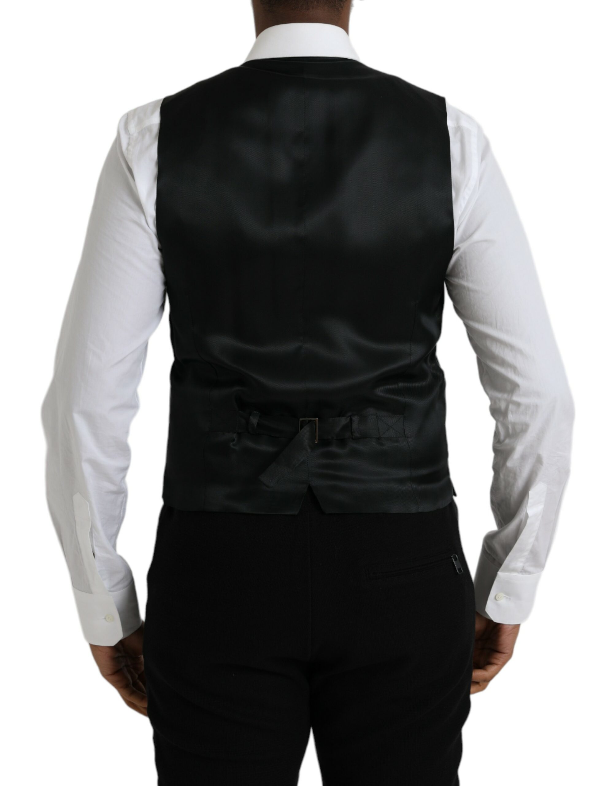 Dolce & Gabbana Black Wool Formal Dress Waistcoat Vest - Image 3