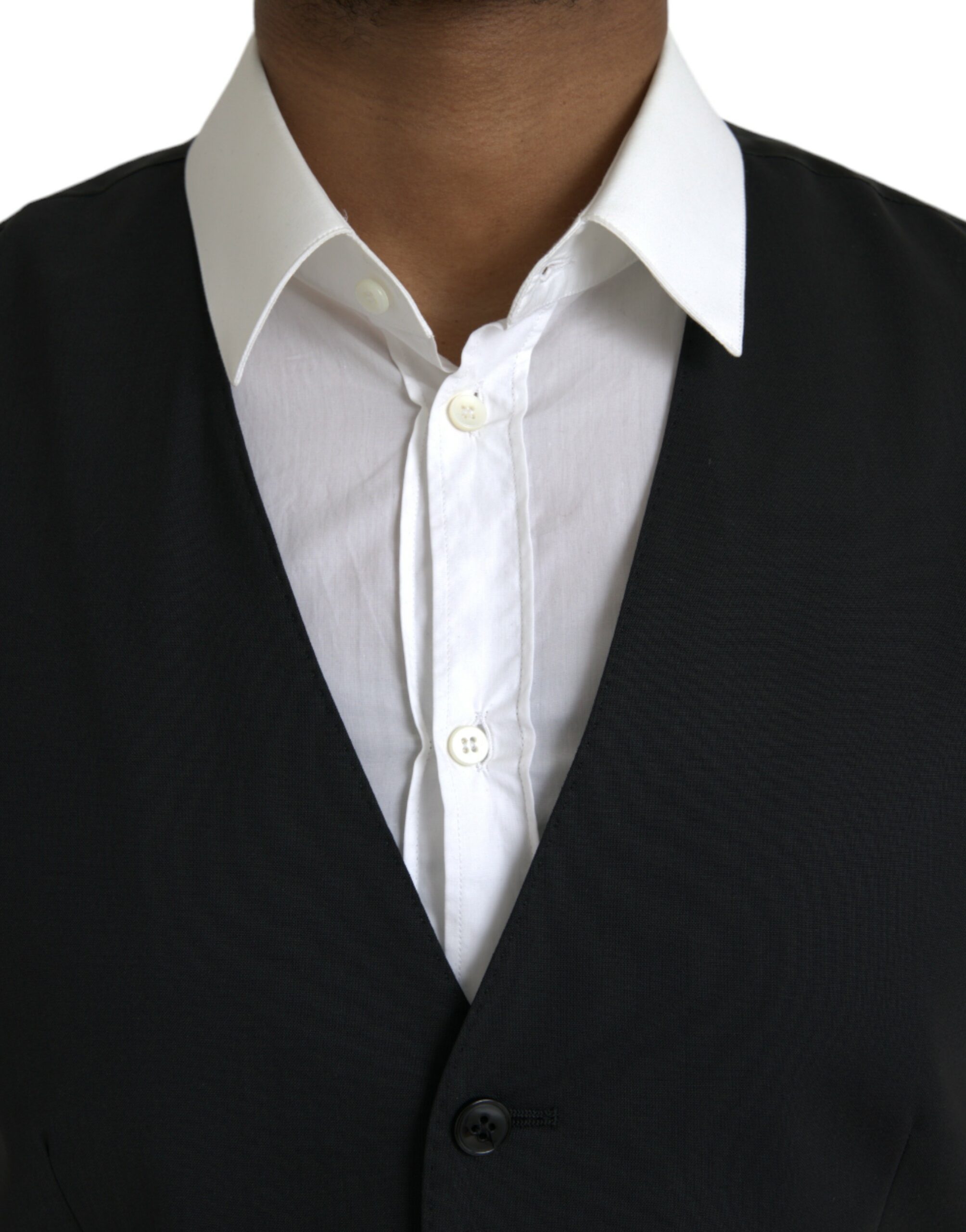 Dolce & Gabbana Black Wool Formal Dress Waistcoat Vest - Image 4
