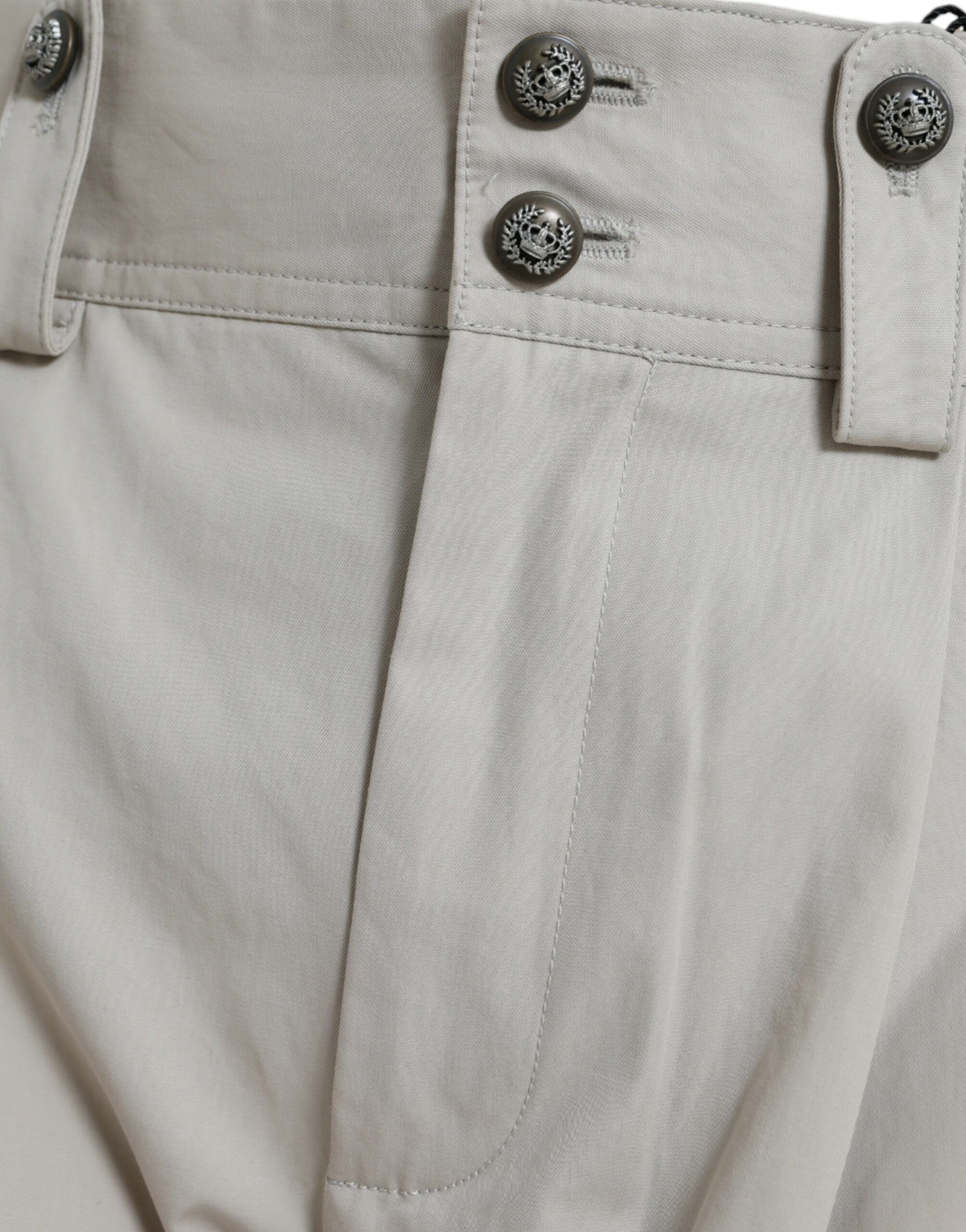 Dolce & Gabbana Beige Cotton High Waist Tapered Pants - Image 6