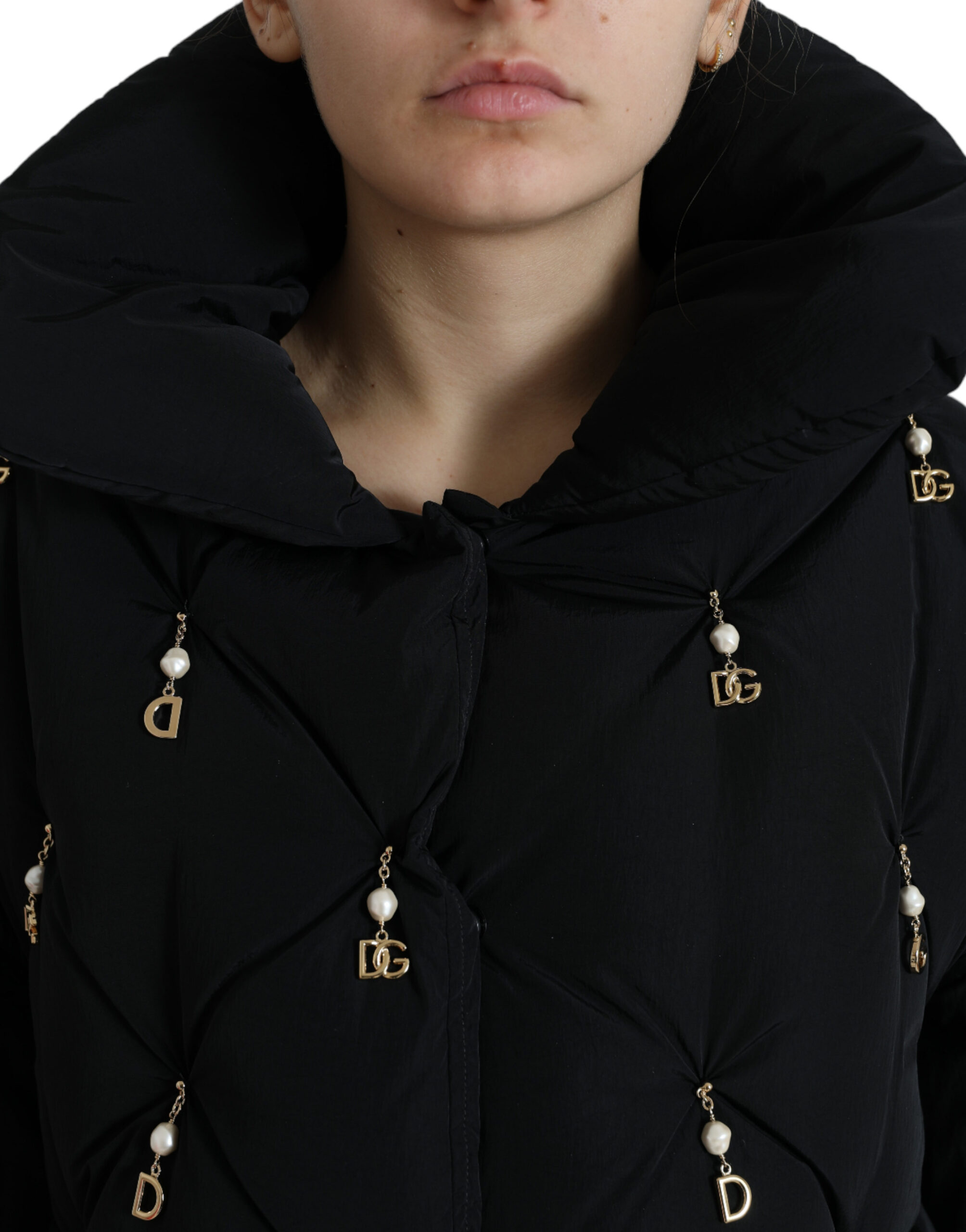 Dolce & Gabbana Black Embellished Quilted Shell Bomber Jacket - Image 6