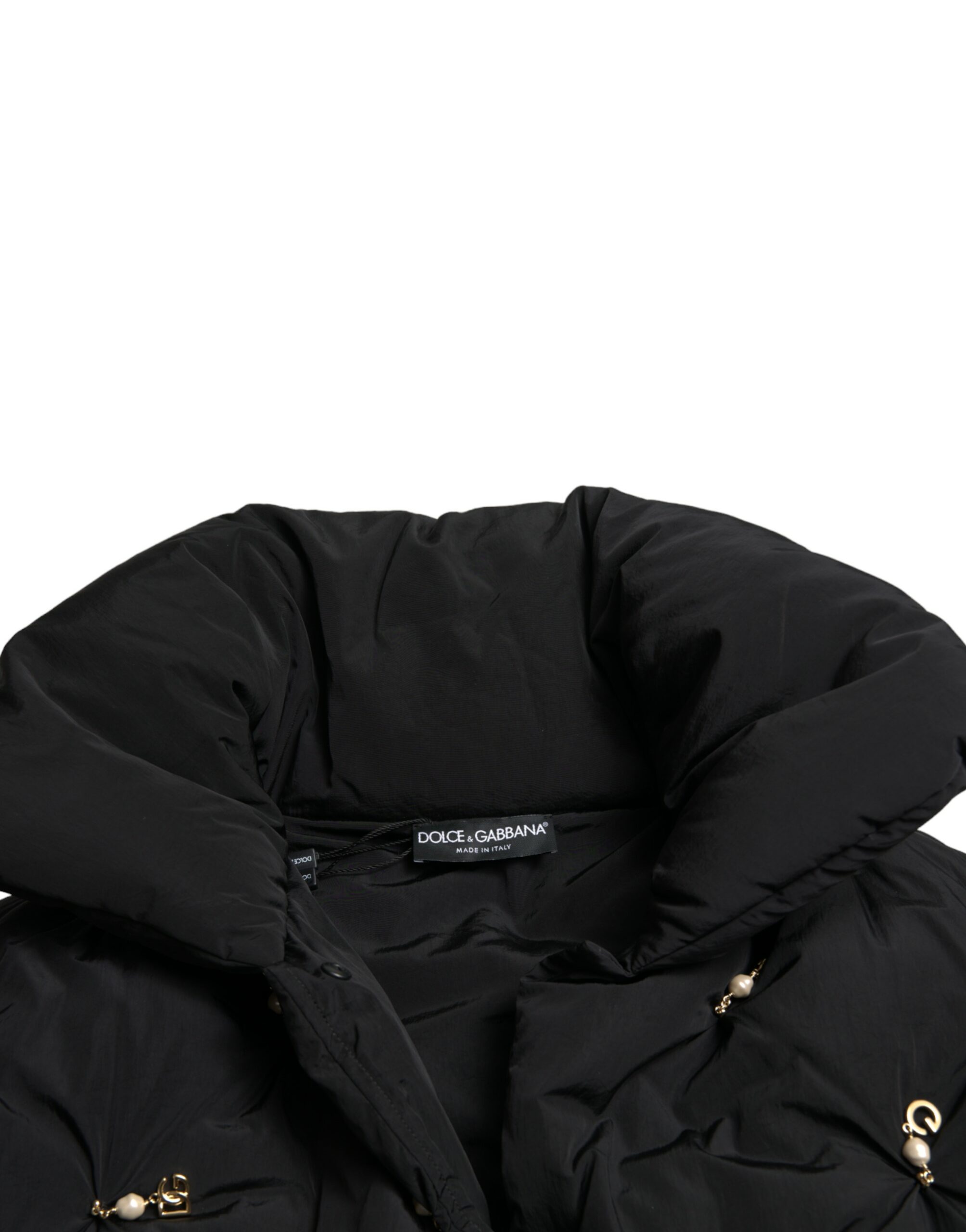Dolce & Gabbana Black Embellished Quilted Shell Bomber Jacket - Image 4
