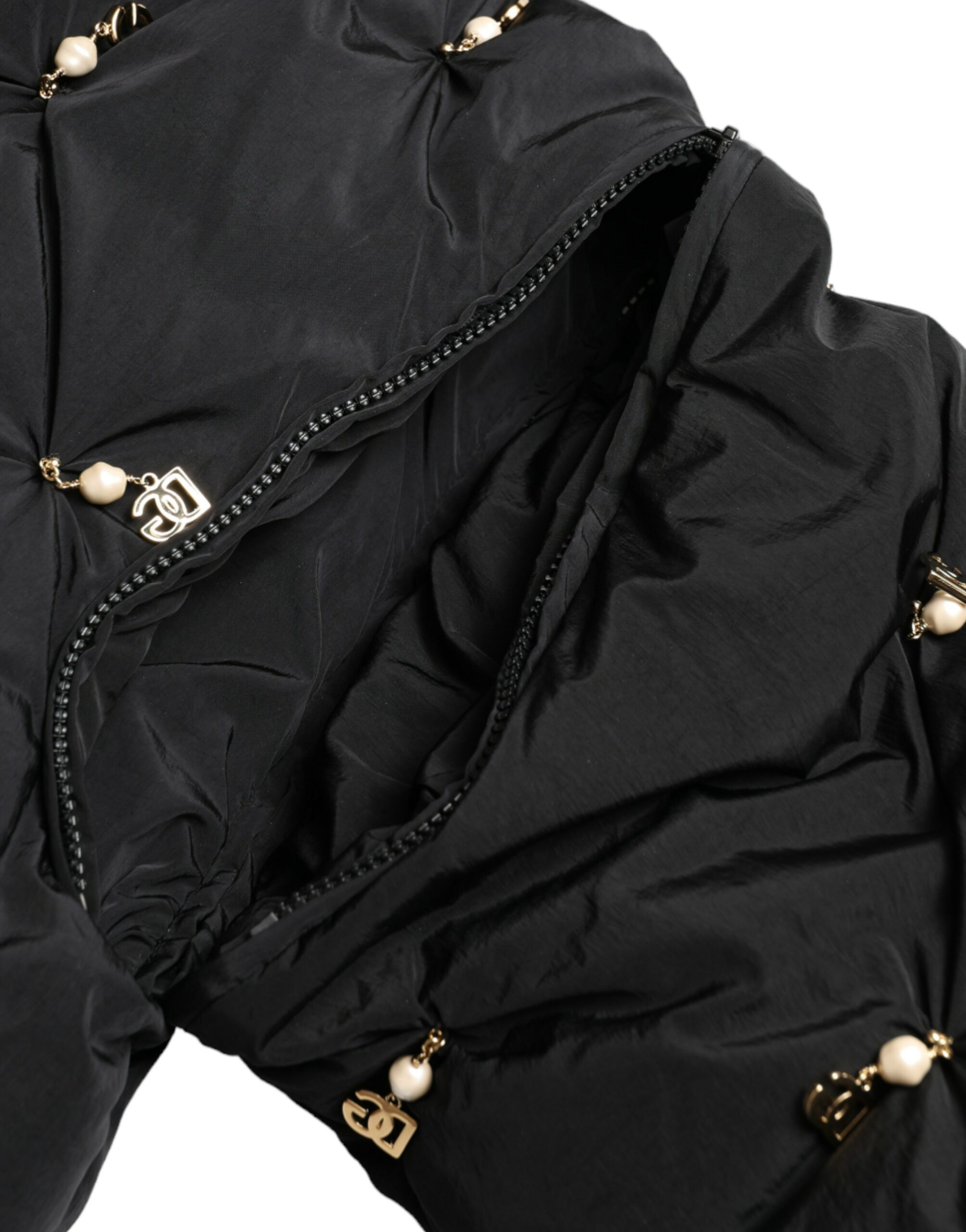 Dolce & Gabbana Black Embellished Quilted Shell Bomber Jacket - Image 3
