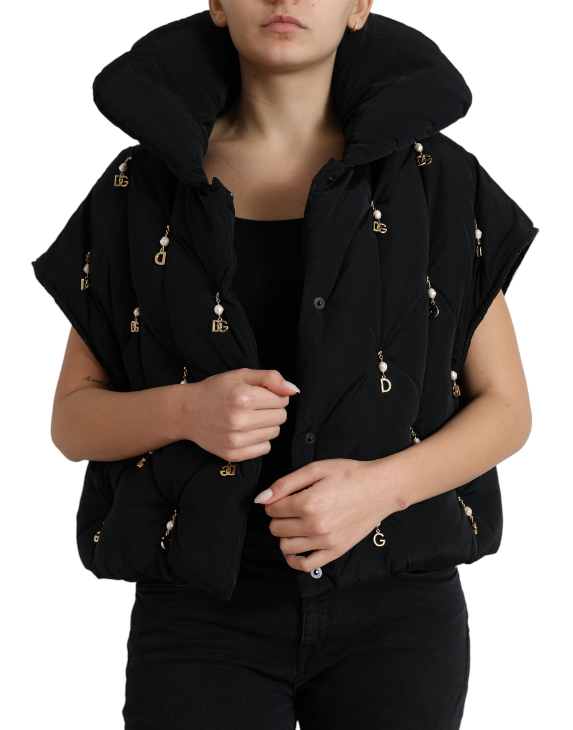 Dolce & Gabbana Black Embellished Quilted Shell Bomber Jacket - Image 2