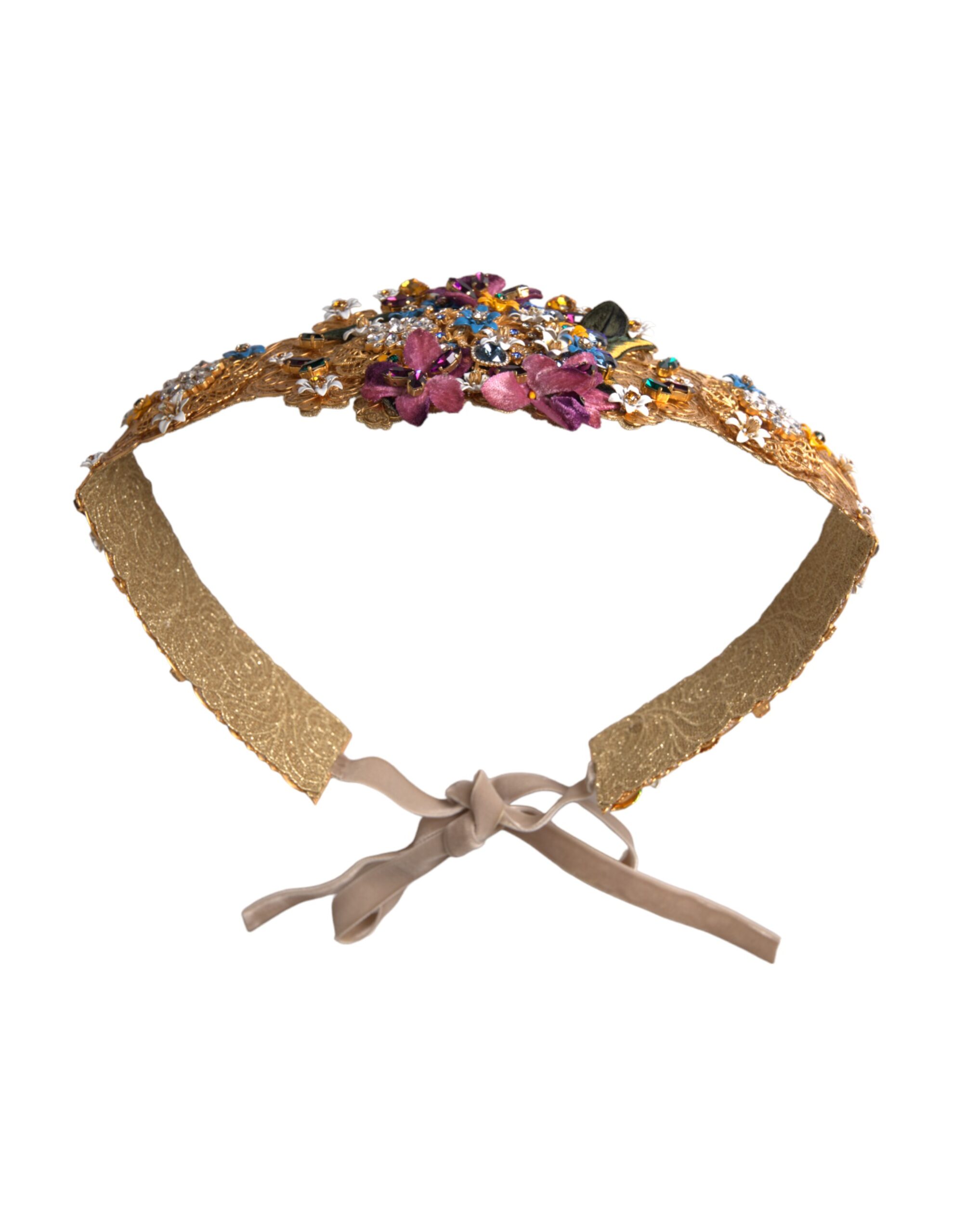 Dolce & Gabbana Multicolor Embellished Floral Crystal Wide Waist Belt - Image 5