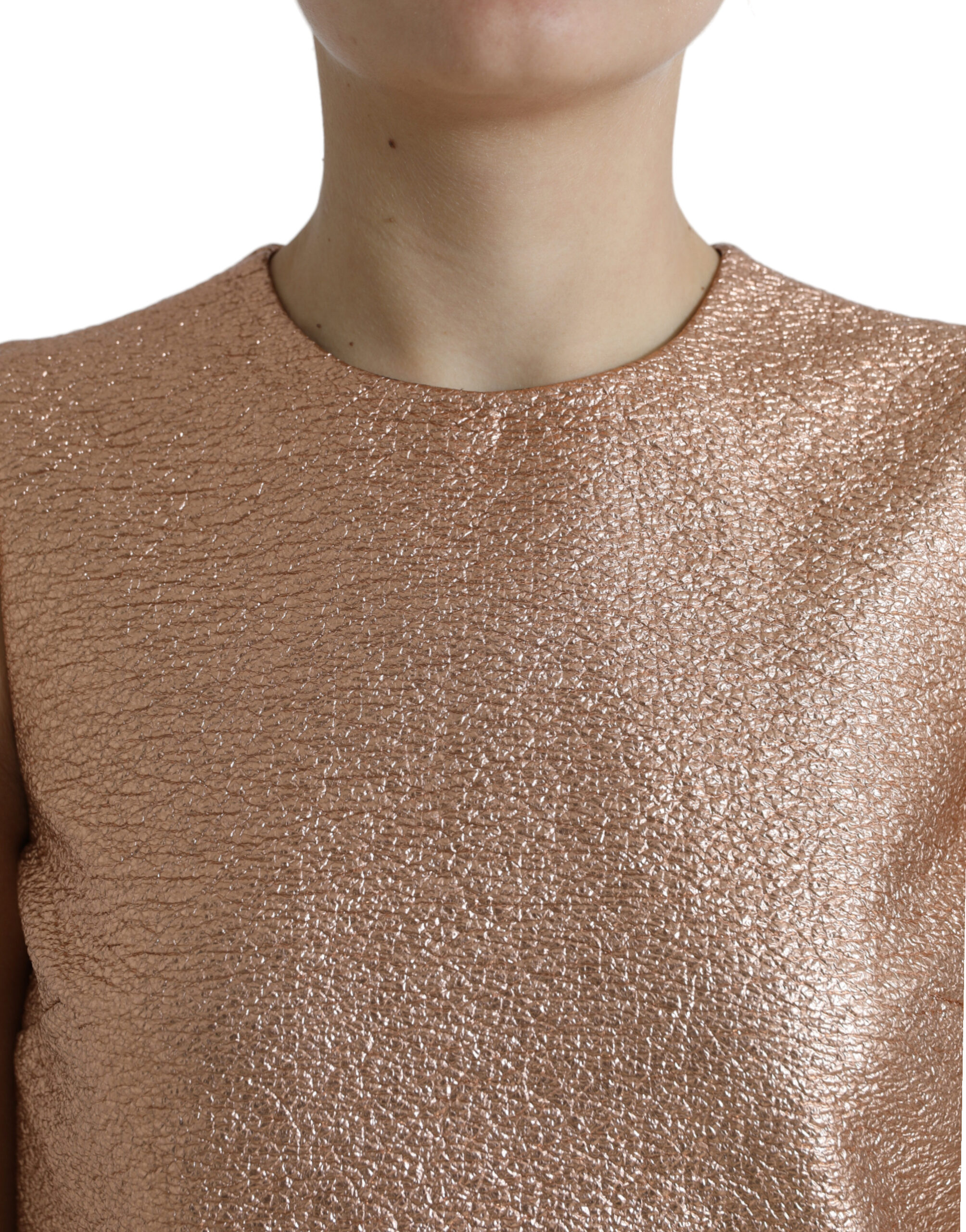 Dolce & Gabbana Pink Jacquard Sleeveless Shift Mini Dress - Image 4