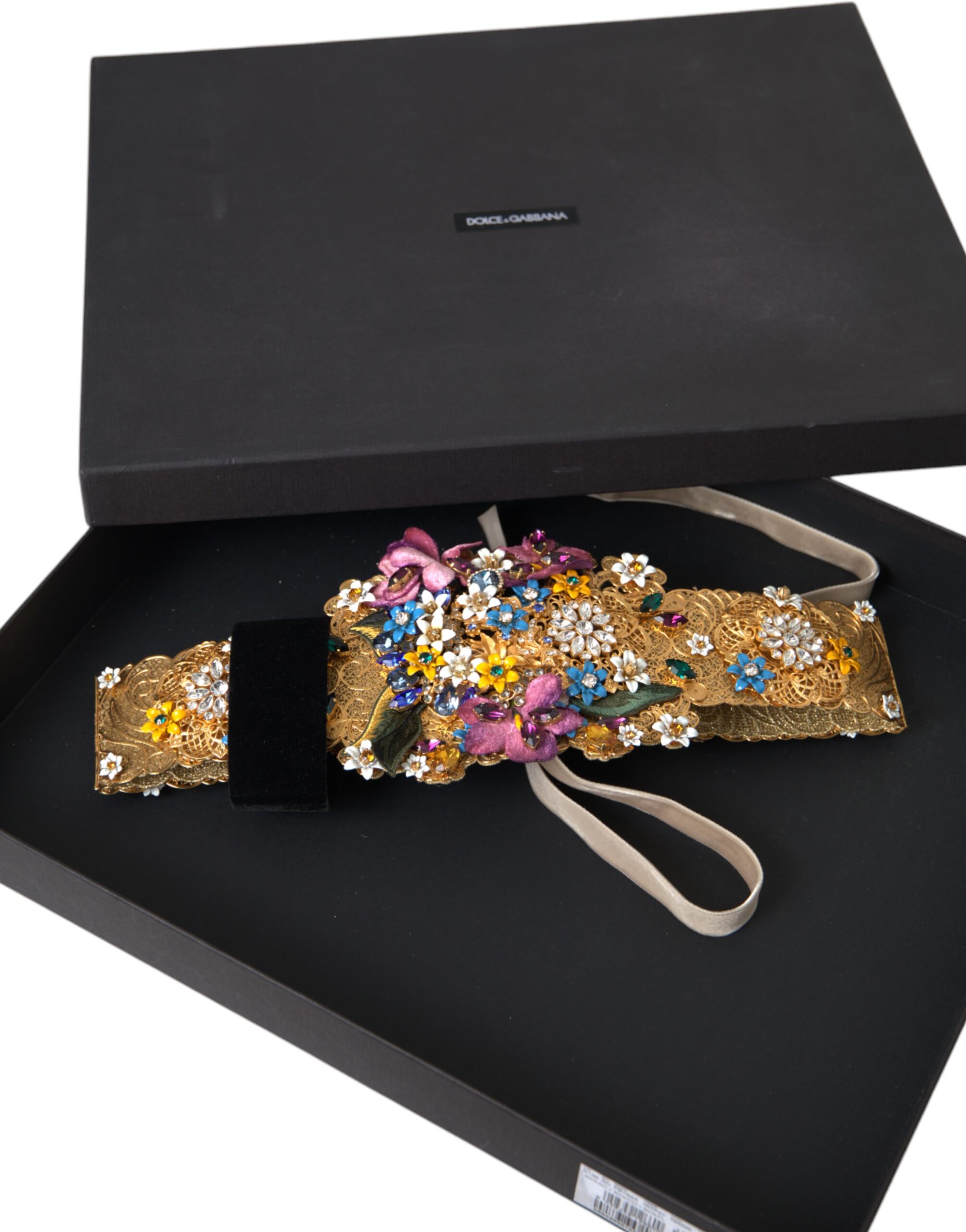 Dolce & Gabbana Multicolor Embellished Floral Crystal Wide Waist Belt - Image 6