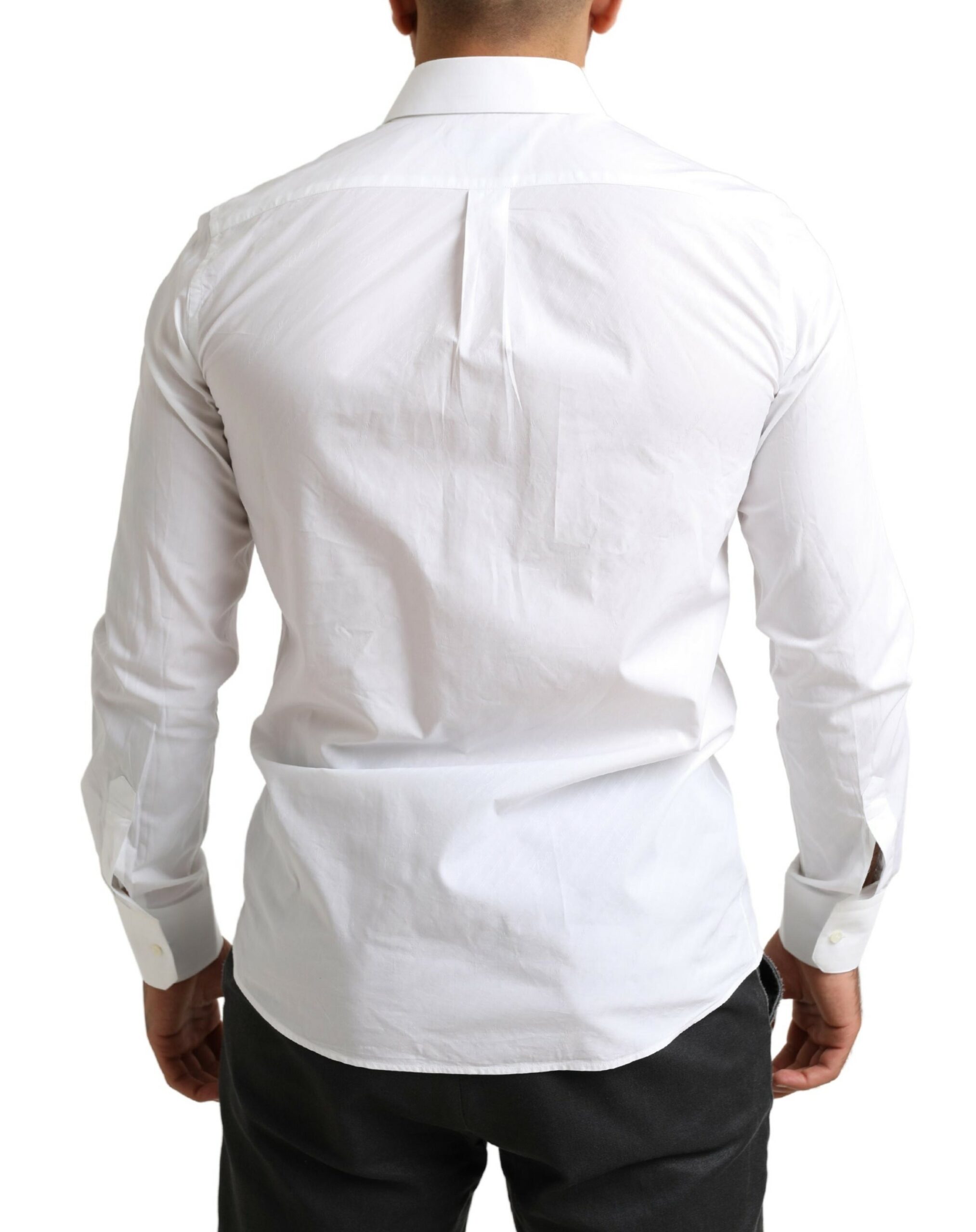 Dolce & Gabbana White MARTINI Cotton Dress Formal Shirt - Image 3