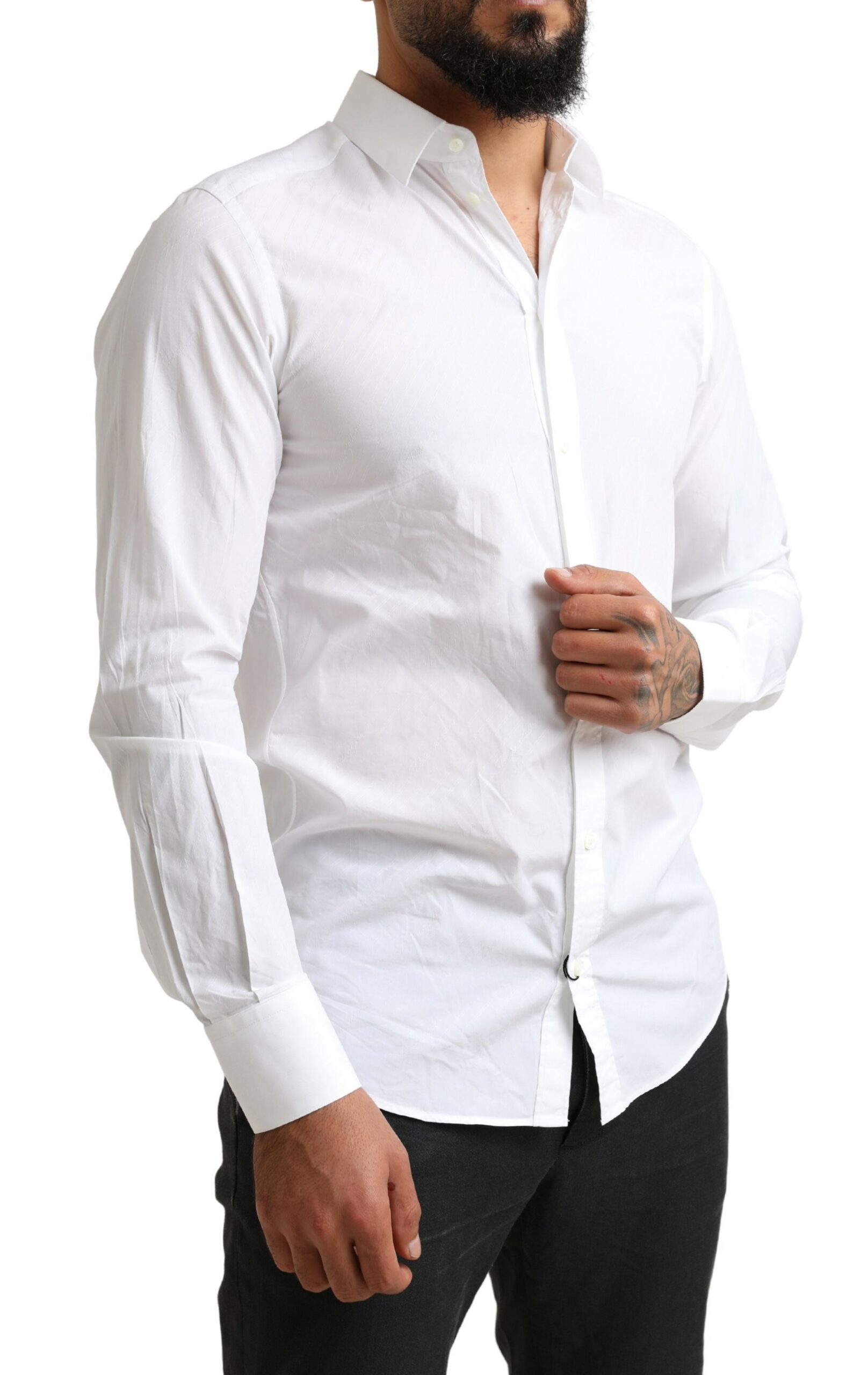 Dolce & Gabbana White MARTINI Cotton Dress Formal Shirt - Image 4