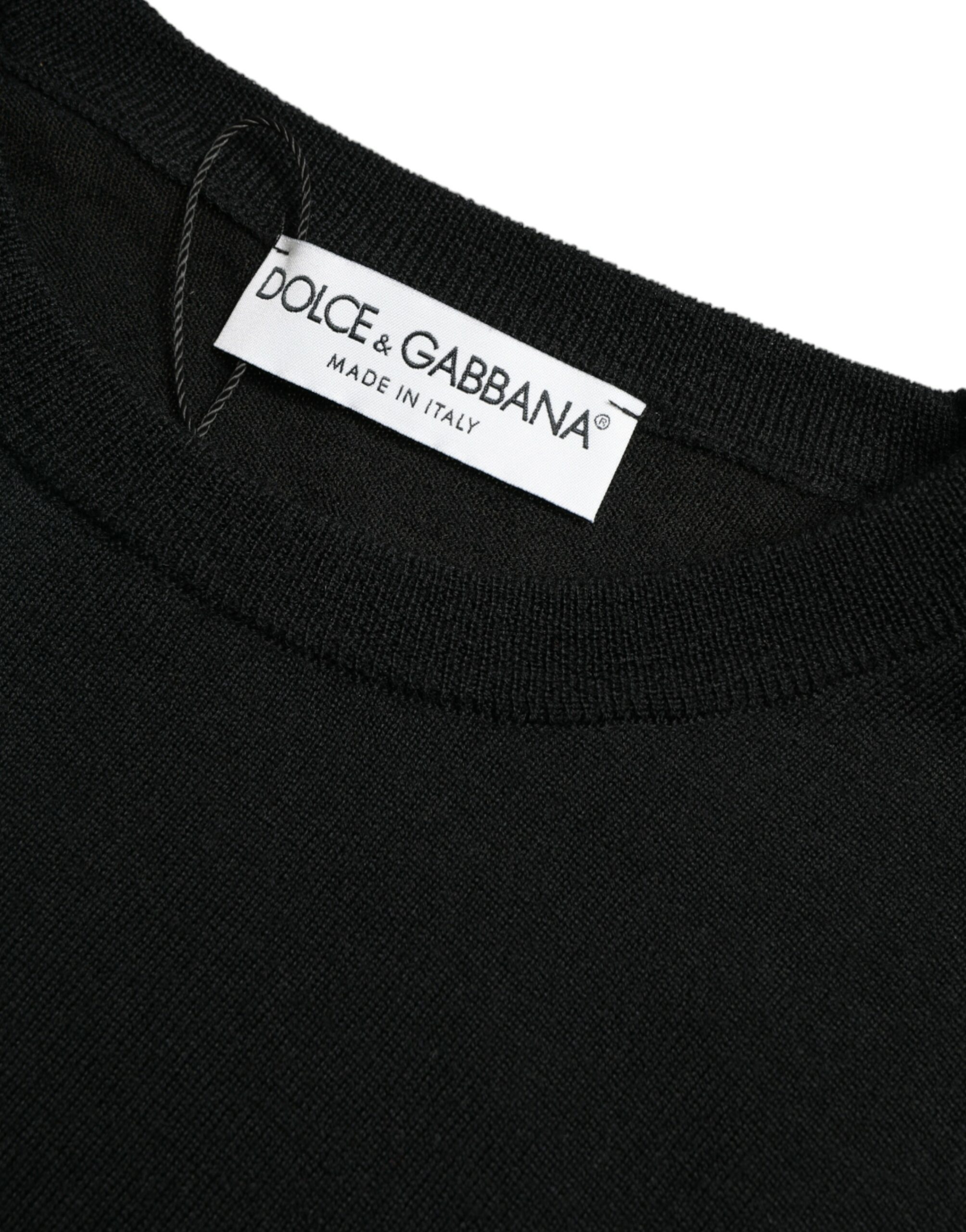 Dolce & Gabbana Black Wool Round Neck Pullover Sweater - Image 2
