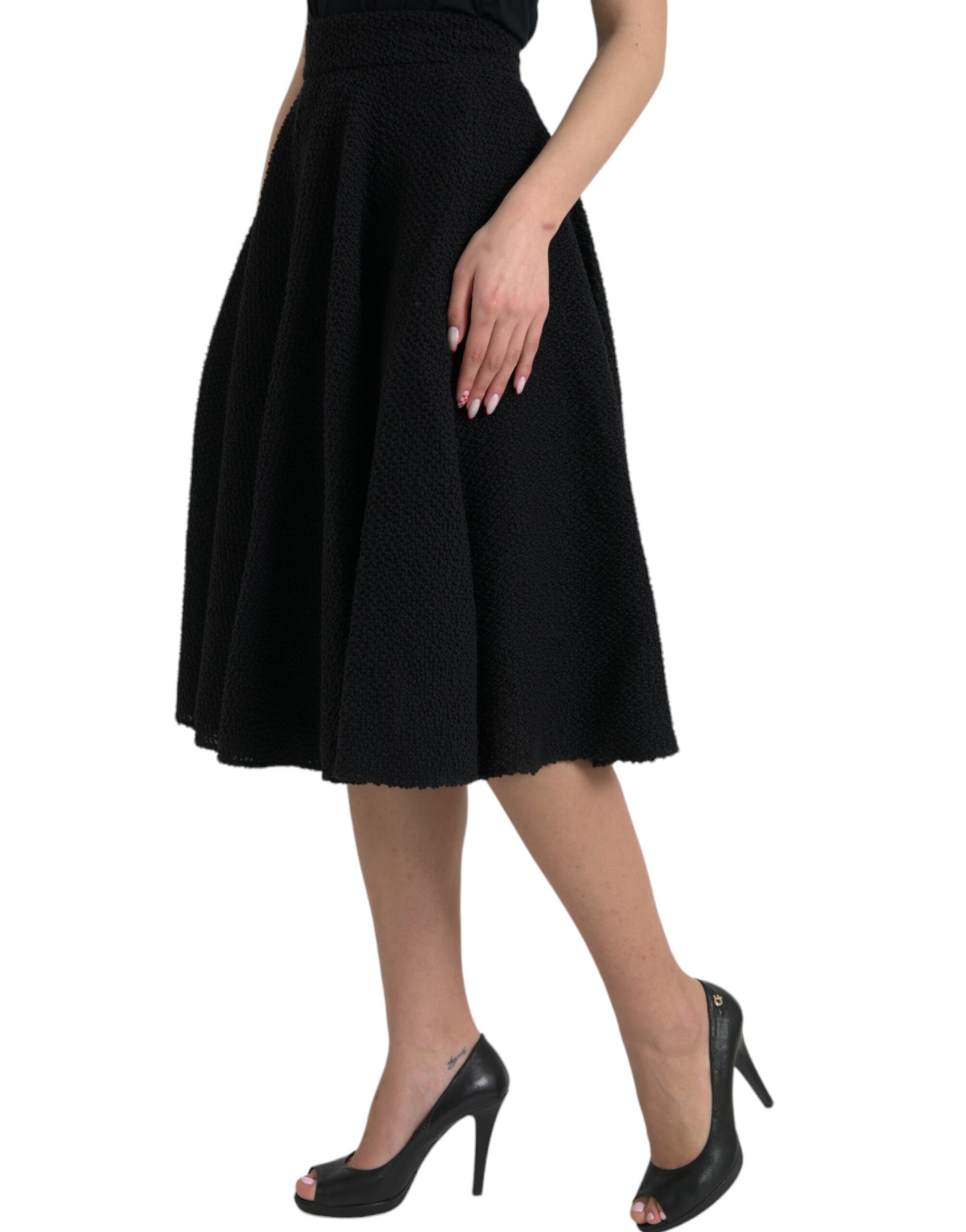 Dolce & Gabbana Black High Waist A-line Knee Length Skirt - Image 2