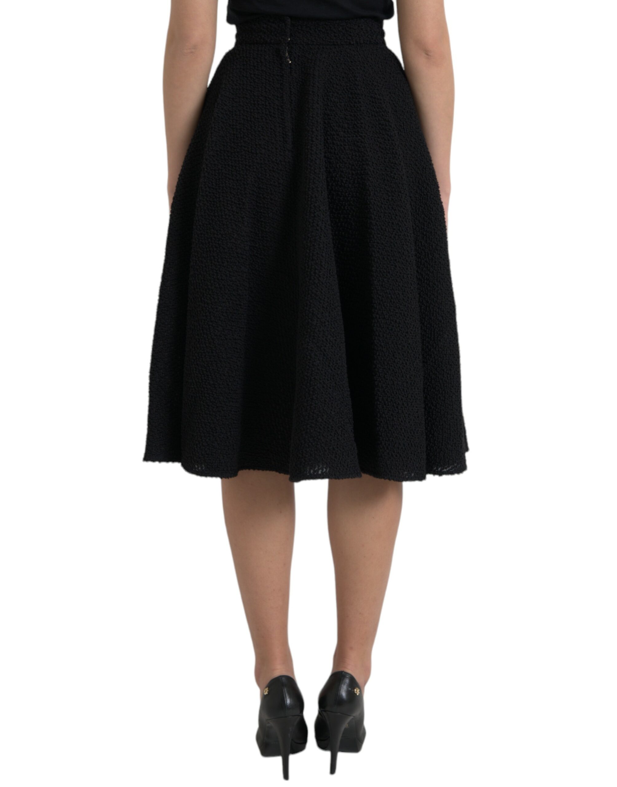 Dolce & Gabbana Black High Waist A-line Knee Length Skirt - Image 3