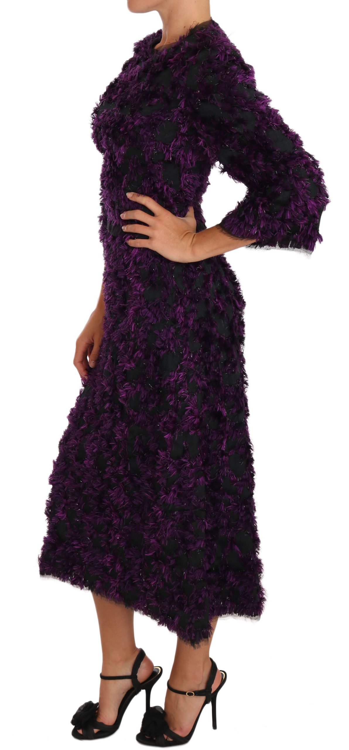 Dolce & Gabbana Purple Fringe Midi Sheath Dress - Image 2