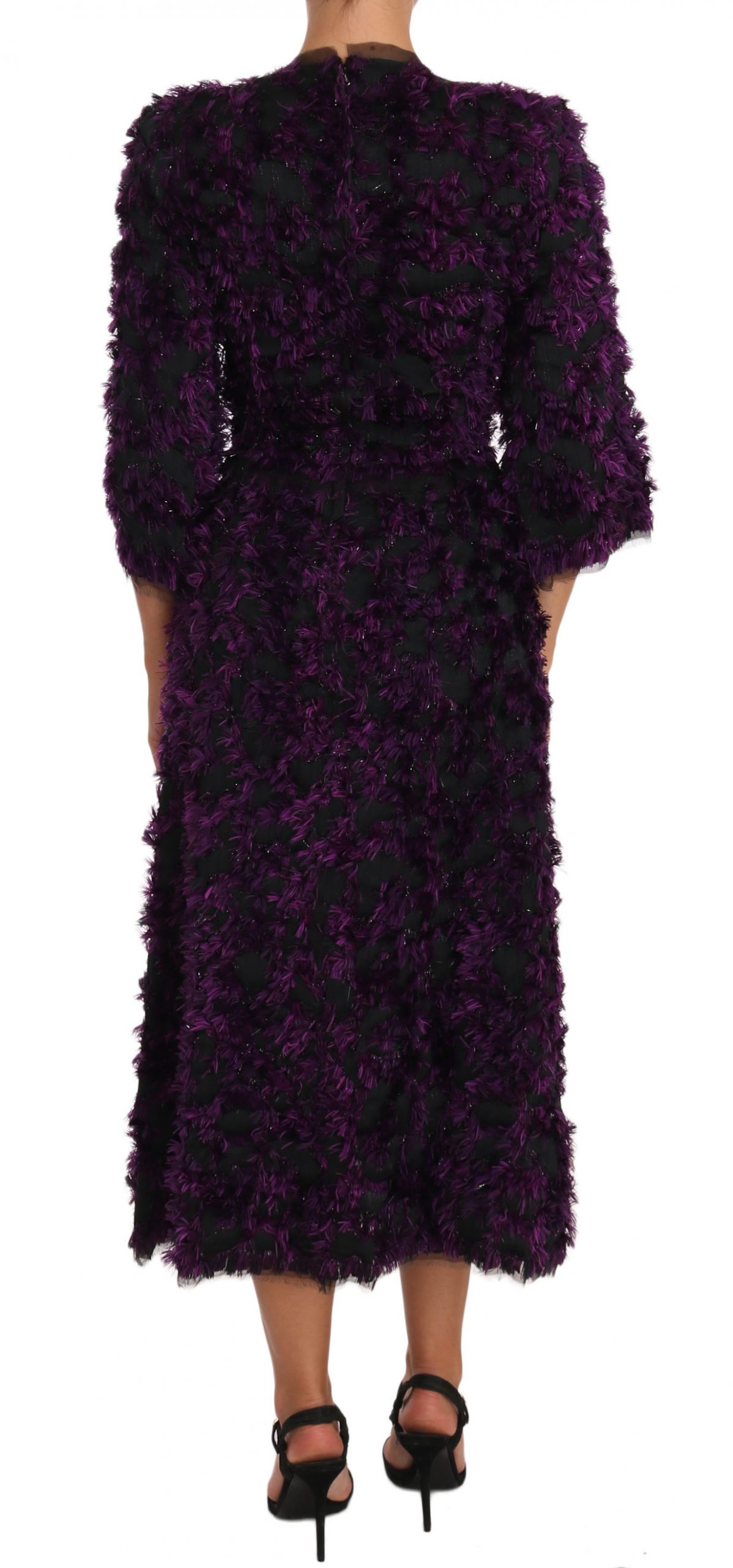 Dolce & Gabbana Purple Fringe Midi Sheath Dress - Image 3