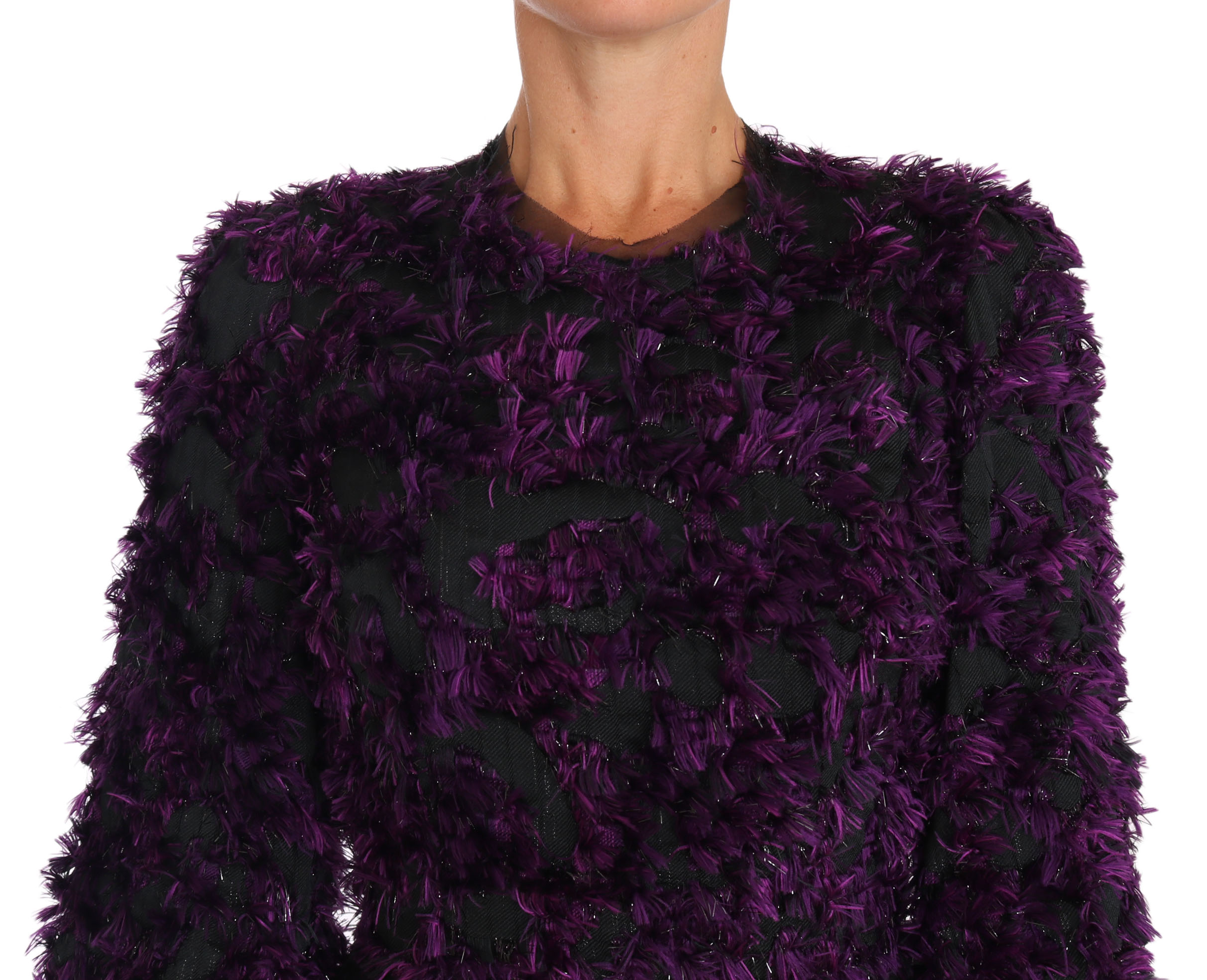 Dolce & Gabbana Purple Fringe Midi Sheath Dress - Image 4